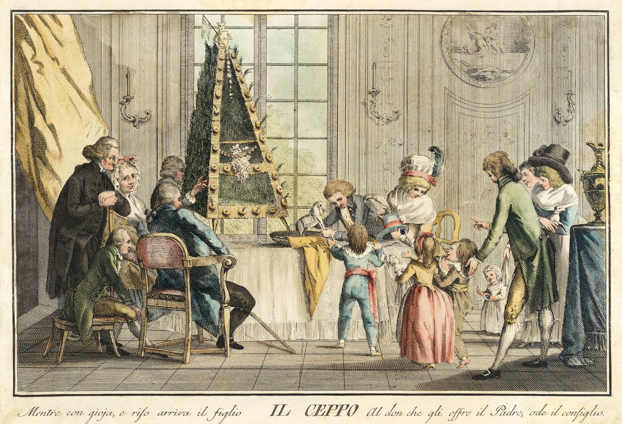 Il Ceppo "fra spill, middager og årlige fester som er utkledd i Toscana og spesielt i Firenze, pub. 1790 av Guiseppe Piatolli