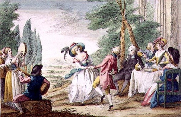 Florentine Games, the Dance (farget gravering) av Guiseppe Piattoli