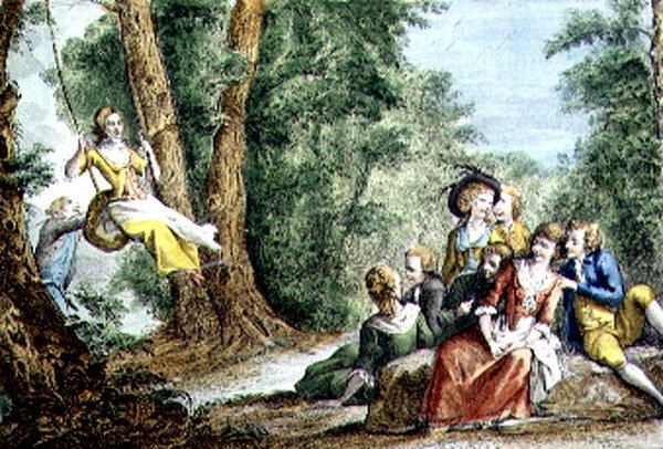 Florentine Games, the Swing (farget gravering) av Guiseppe Piattoli