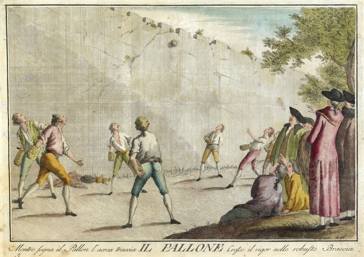 Il Pallone fra spill, middager og årlige fester som er utkledd i Toscana og spesielt i Firenze, pub. 1790 (håndfarget gravering) av Guiseppe Piattoli