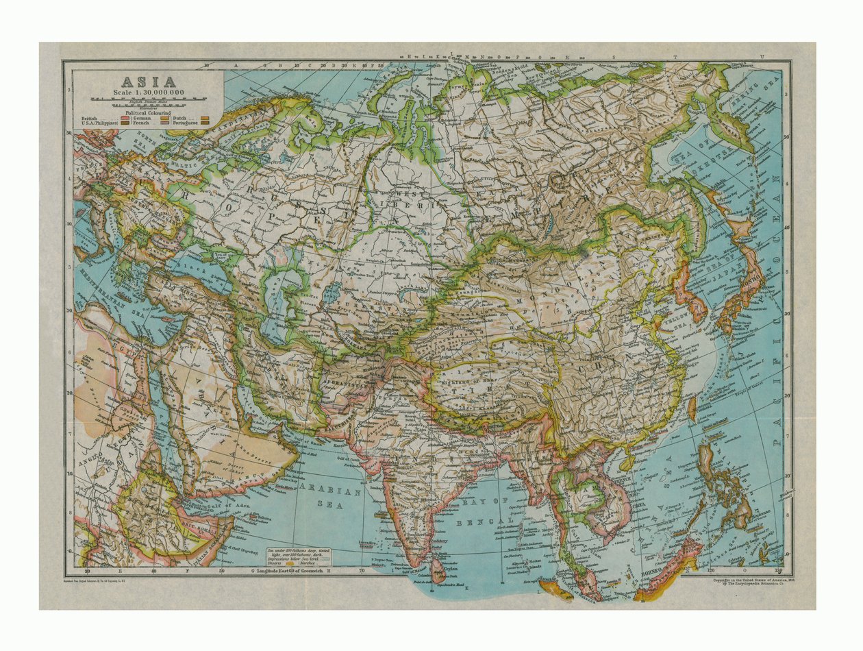 Kart over Asia, c1910 av Gull Engraving Company