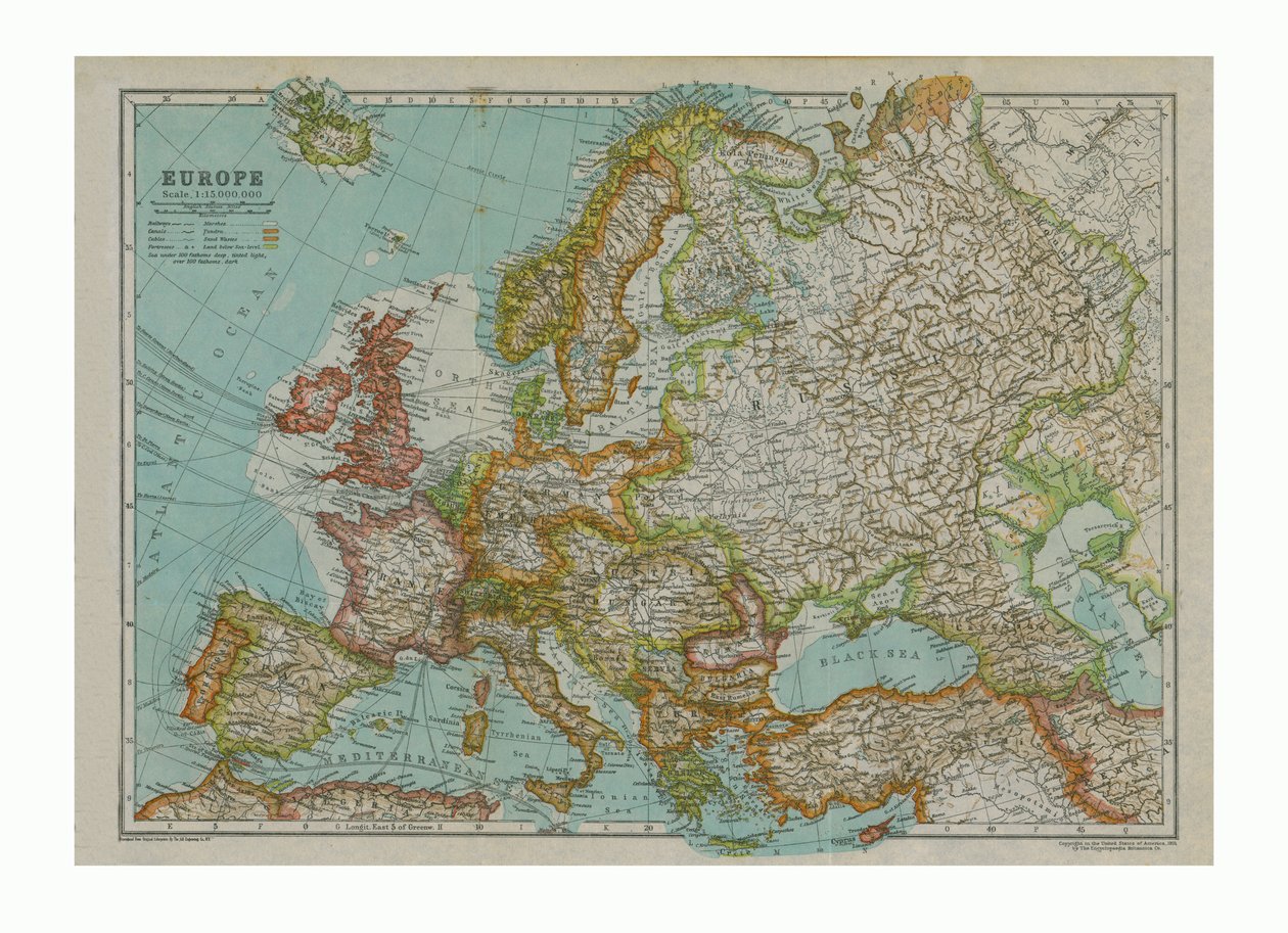 Kart over Europa, c1910 av Gull Engraving Company
