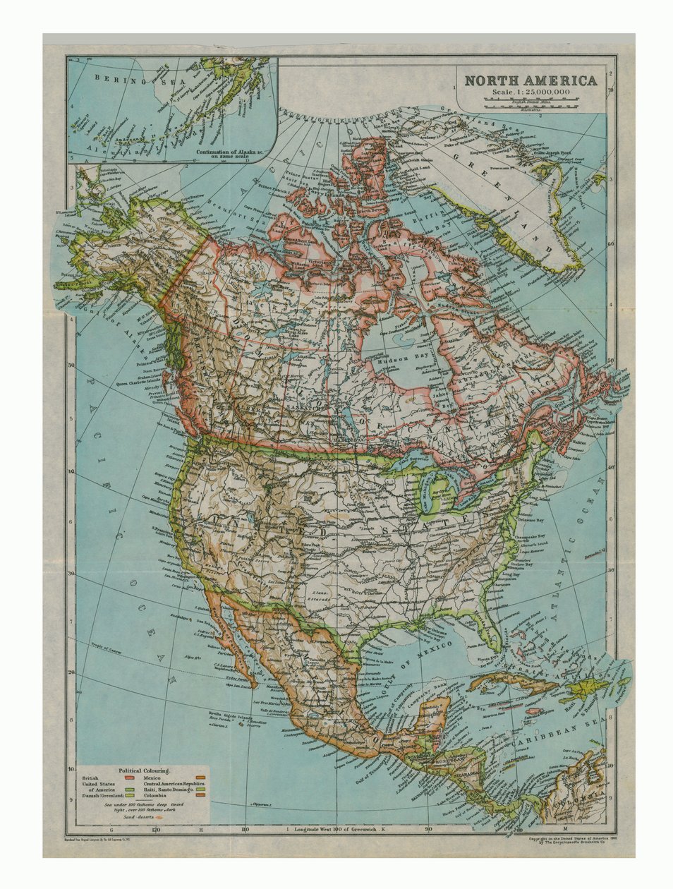 Kart over Nord-Amerika, c1910 av Gull Engraving Company