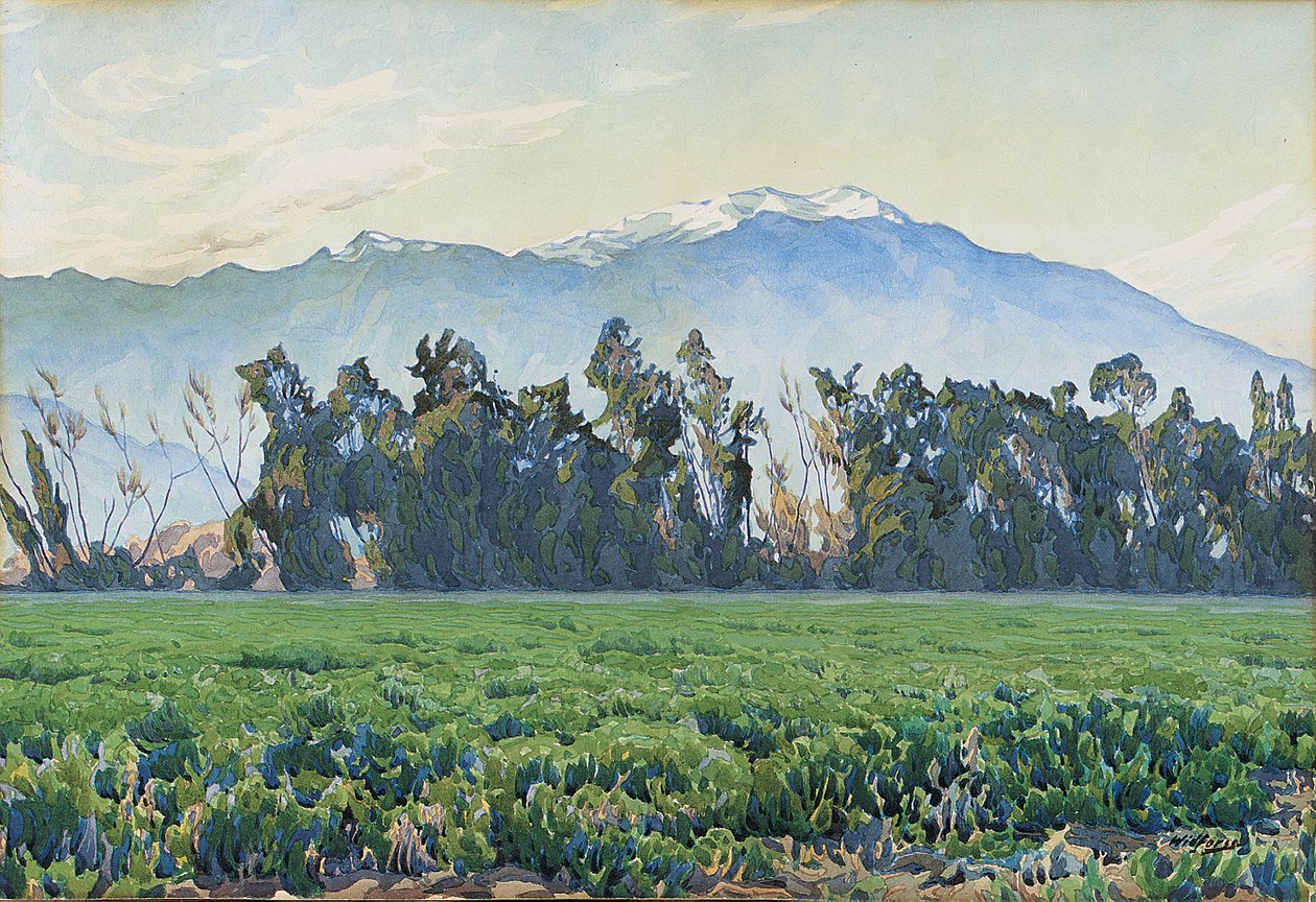 Sierra Nevada-fjellene (w/c på papir) av Gunnar Widforss