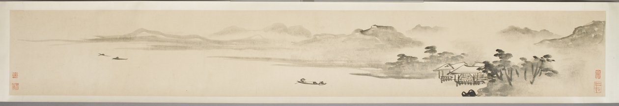 Landskap med fisker og dikt (blekk på papir) (se også 351451-3) av Guo Xu Guo Xu
