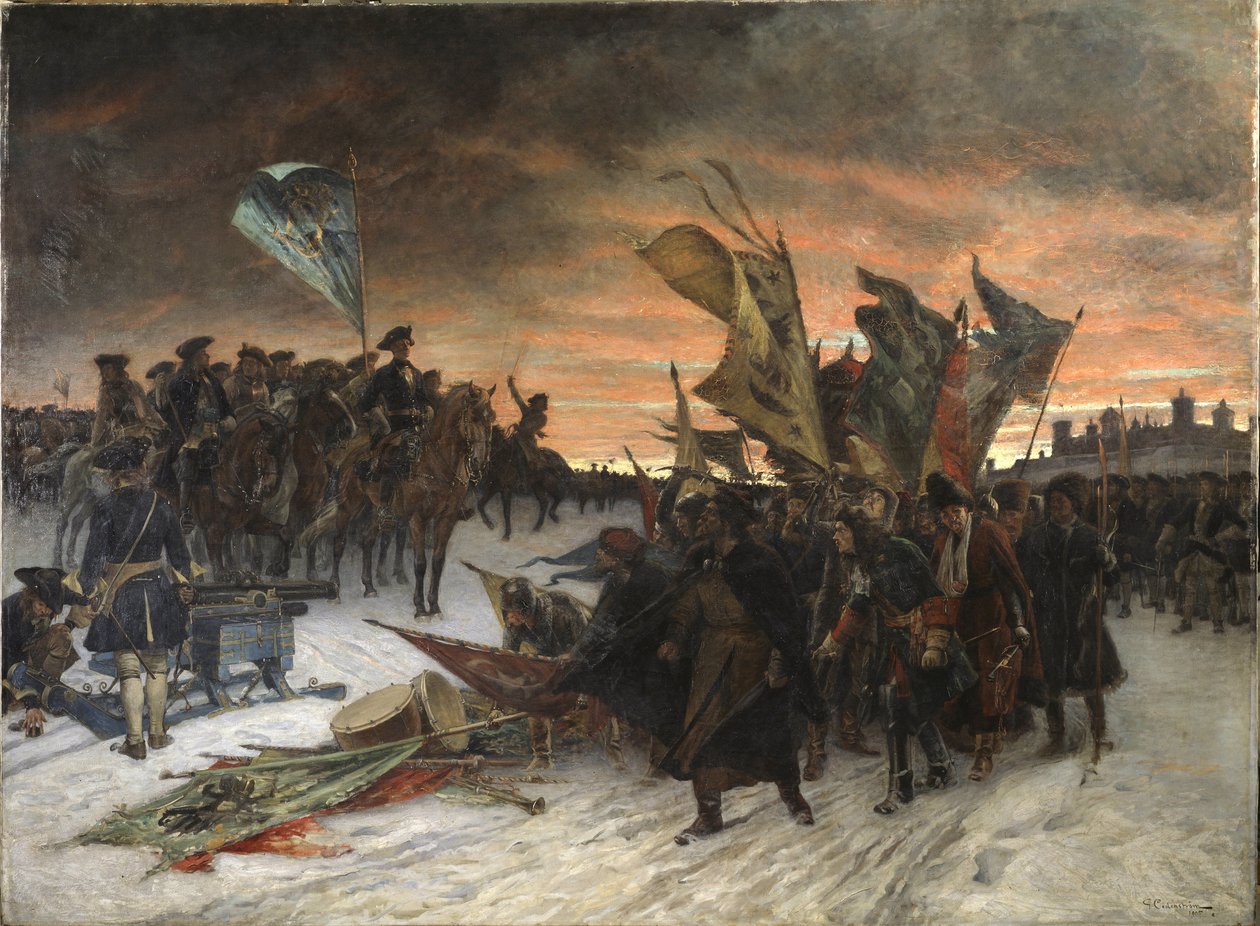 Slaget ved Narva (1700) - Narva, av Cederstrom, Gustaf (1845-1933). olje på lerret av Gustaf Olaf Cederstrom