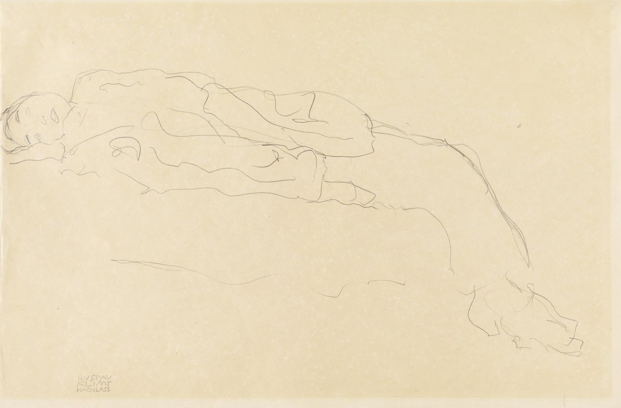 Kvinne som ligger på en sofa av Gustav Klimt