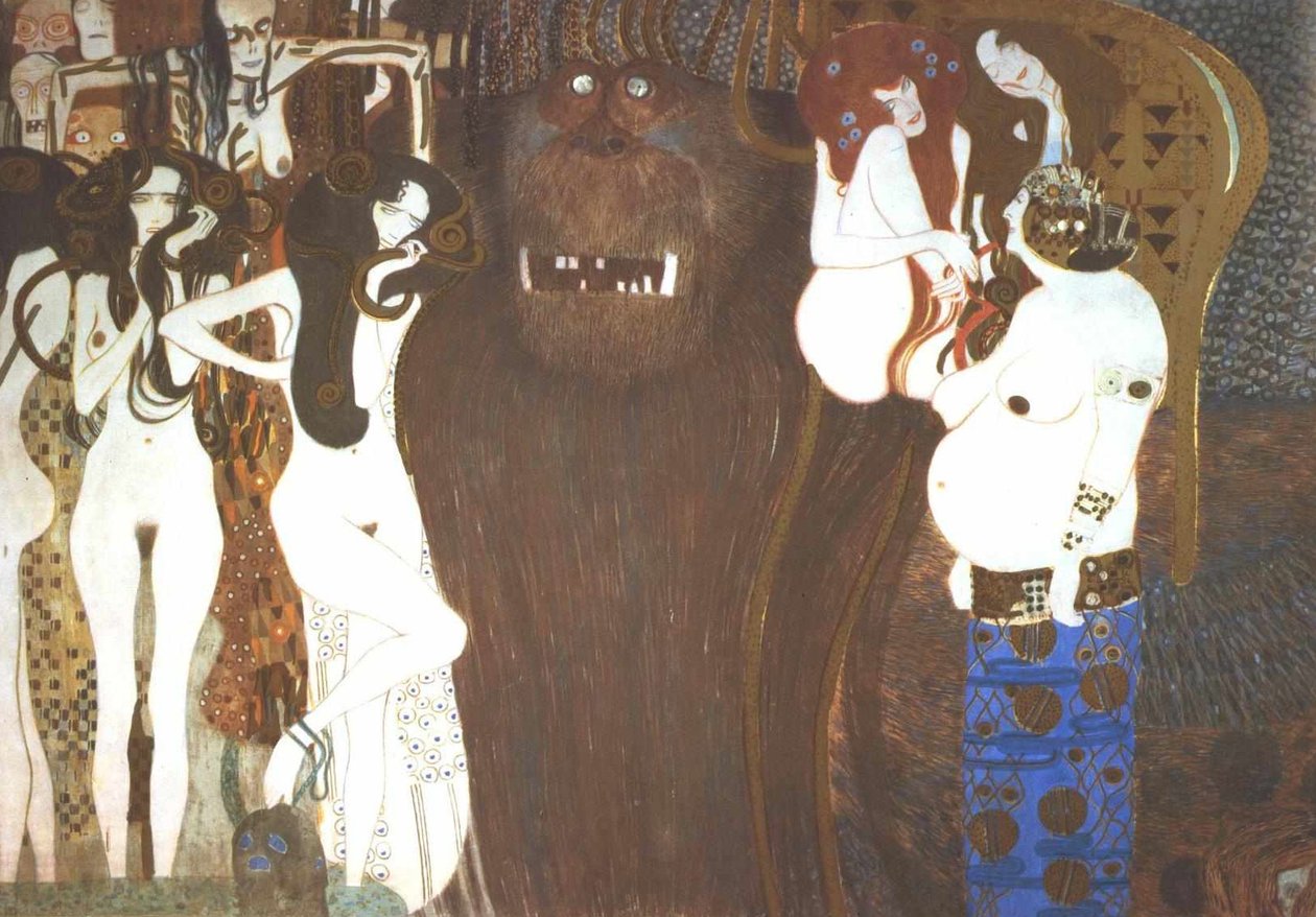 Beethoven Frieze - fiendtligheten til motstridende krefter av Gustav Klimt