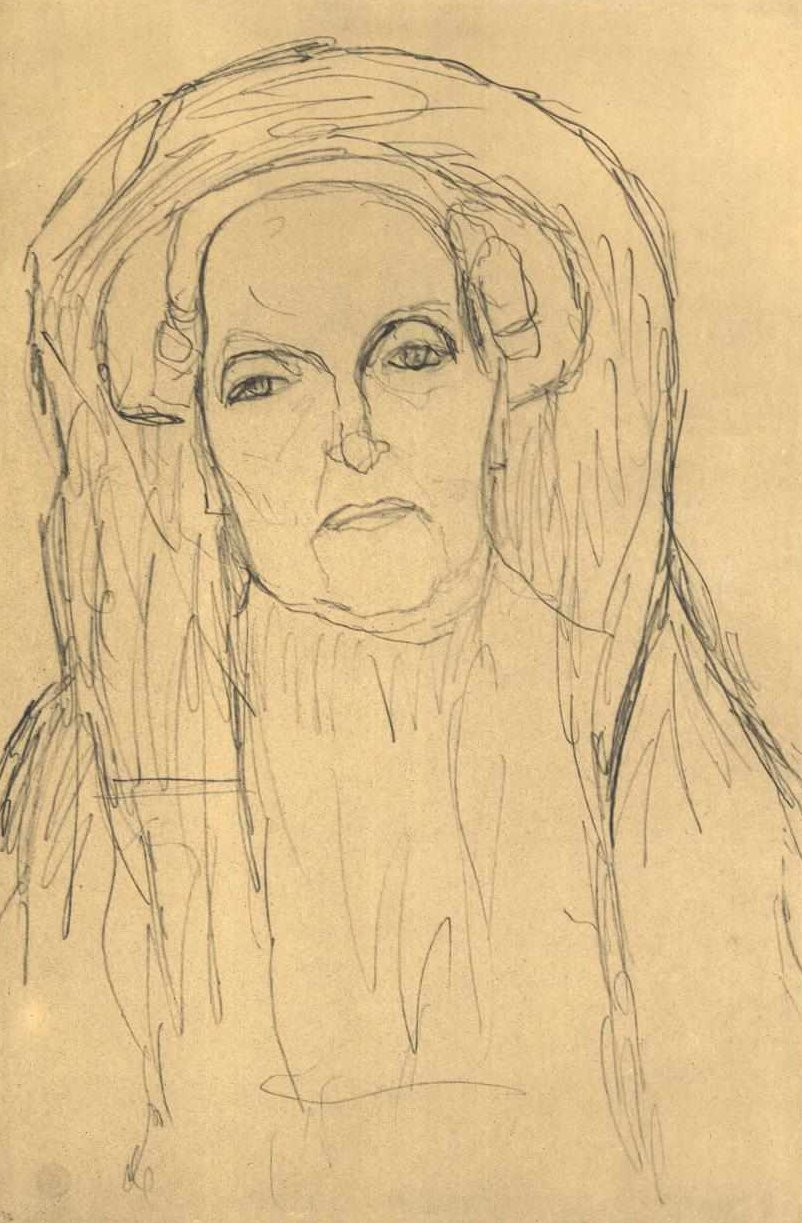 Halvlang portrett av en gammel kvinne av Gustav Klimt