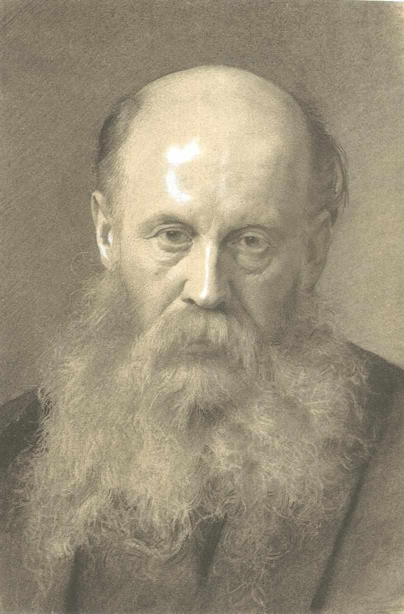 Halvlangt portrett av en skjeggete mann fra forsiden av Gustav Klimt
