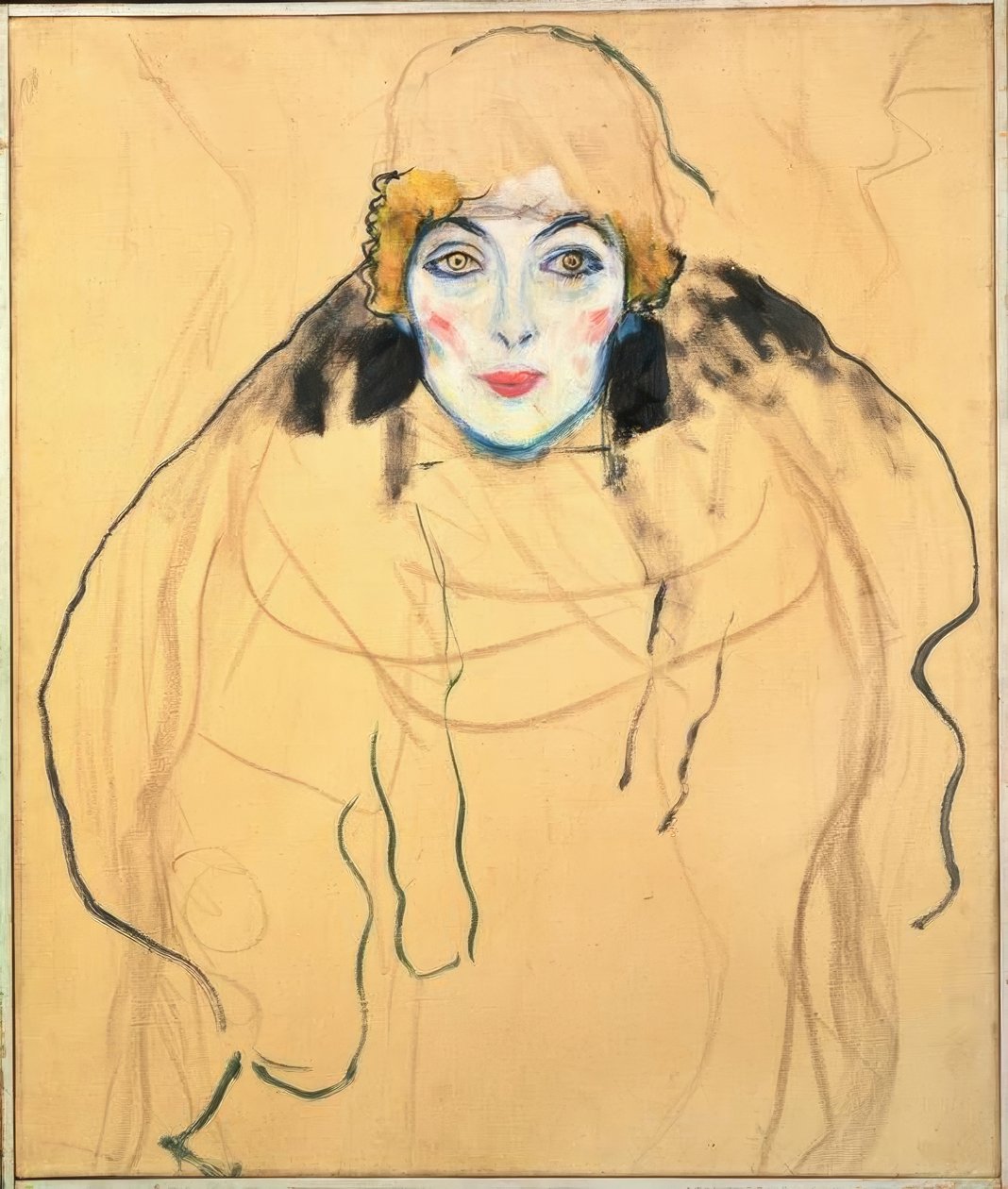 Portrett av en dame med ansikt av Gustav Klimt