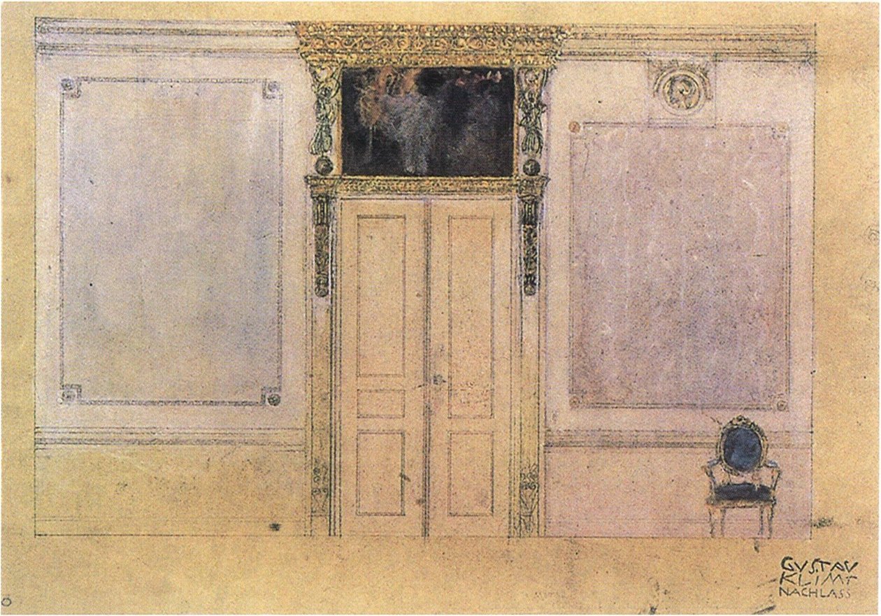 Utkast til design av musikksalongen i Palais Dumba. av Gustav Klimt