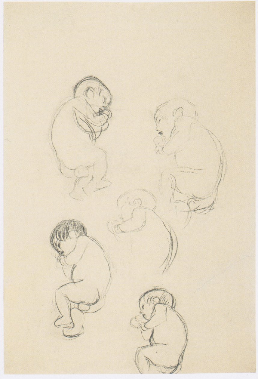 Fem studier av et sovende barn. Jpeg av Gustav Klimt