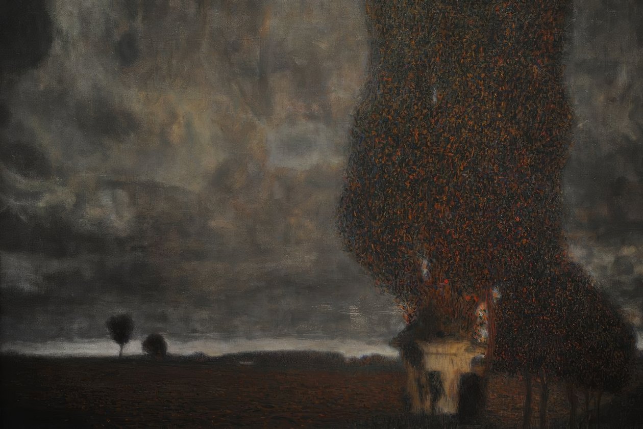 Gustav Klimt (1862–1918). Østerriksk symbolistisk maler. Nærmer seg tordenvær (Den store poppel II), 1903. Olje på lerret. Leopold Museum. Wien, Østerrike. av Gustav Klimt