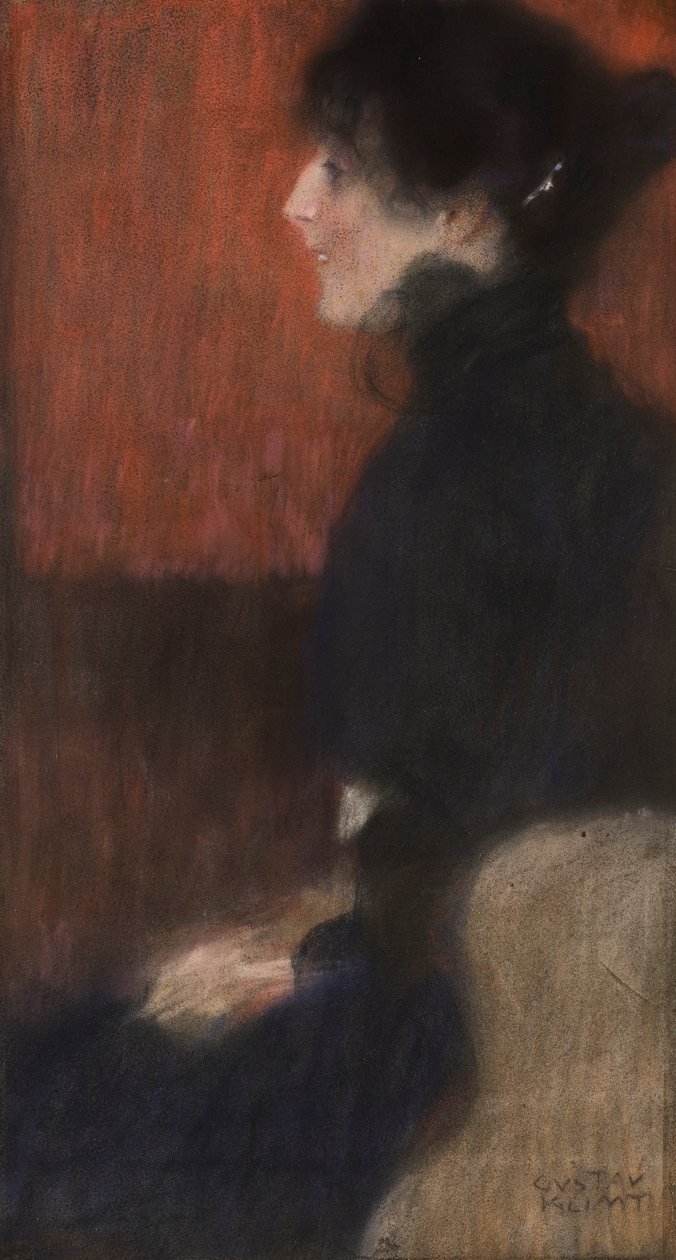 Portrait of a Lady, 1887-1907 (pastell på papir) av Gustav Klimt
