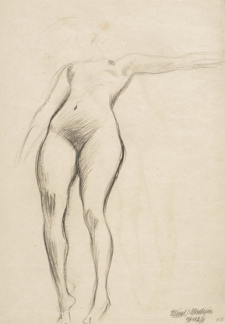 Levitating kvinne med senket høyre og horisontal venstre arm av Gustav Klimt
