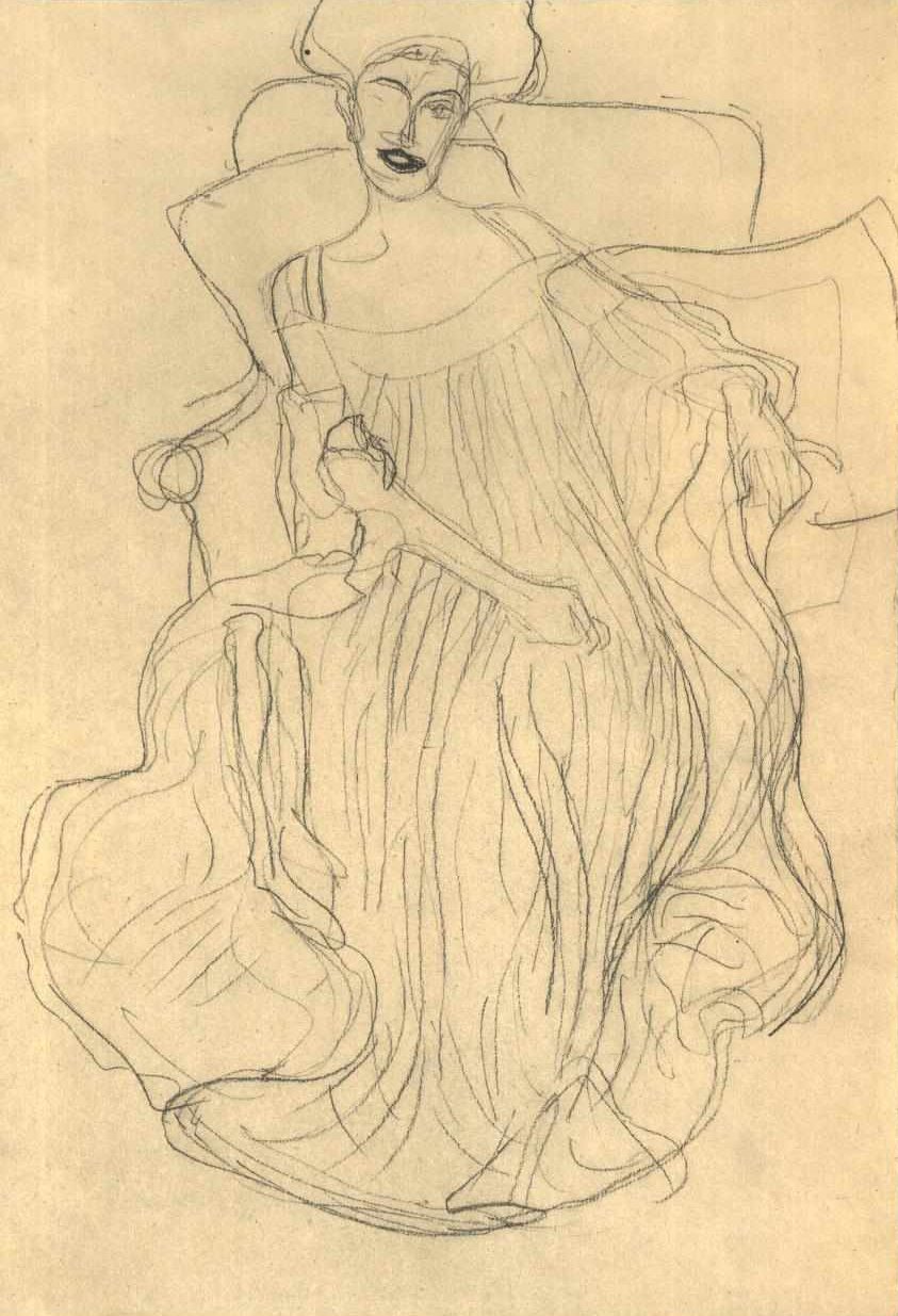 Sittende foran 001 av Gustav Klimt