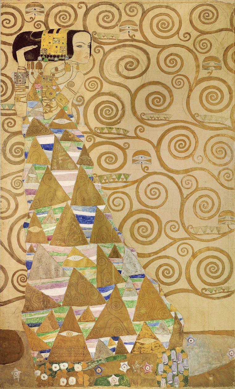 Study for Expectation, ca. 1905-09 (wc og gull på papir) av Gustav Klimt