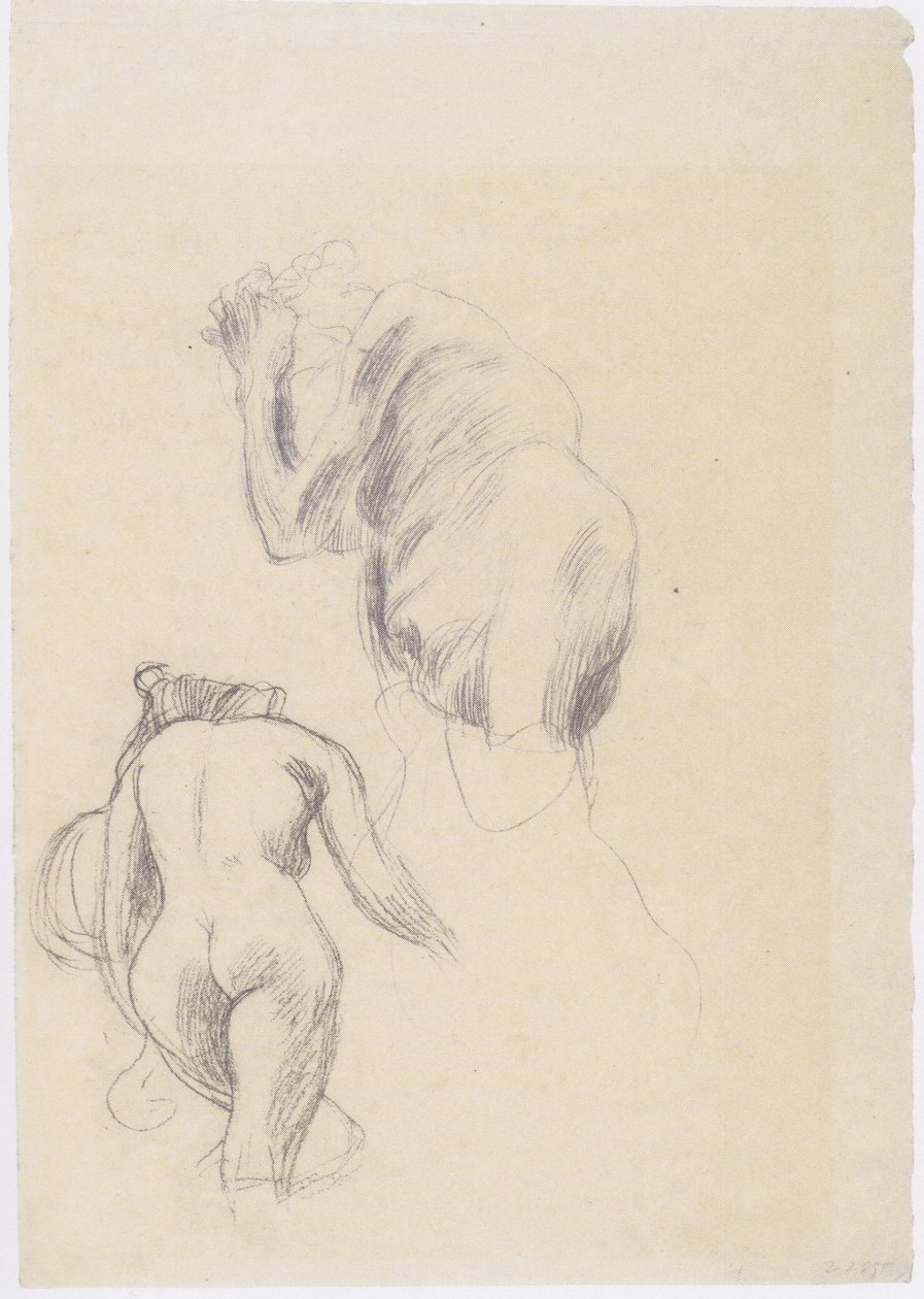 Kvinnelig naken bakfra, desperat gammel mann av Gustav Klimt
