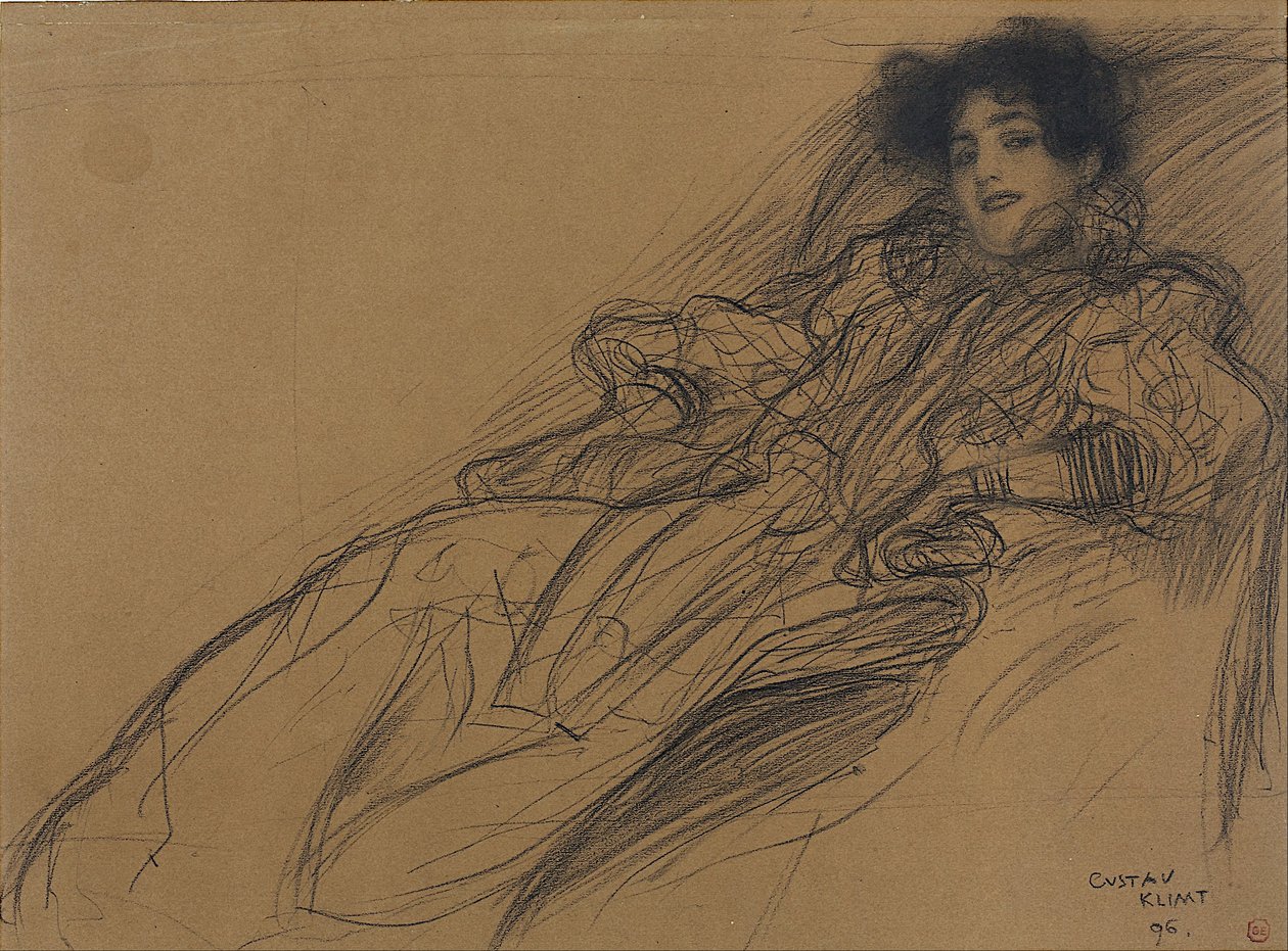 Ung kvinne i lenestol av Gustav Klimt