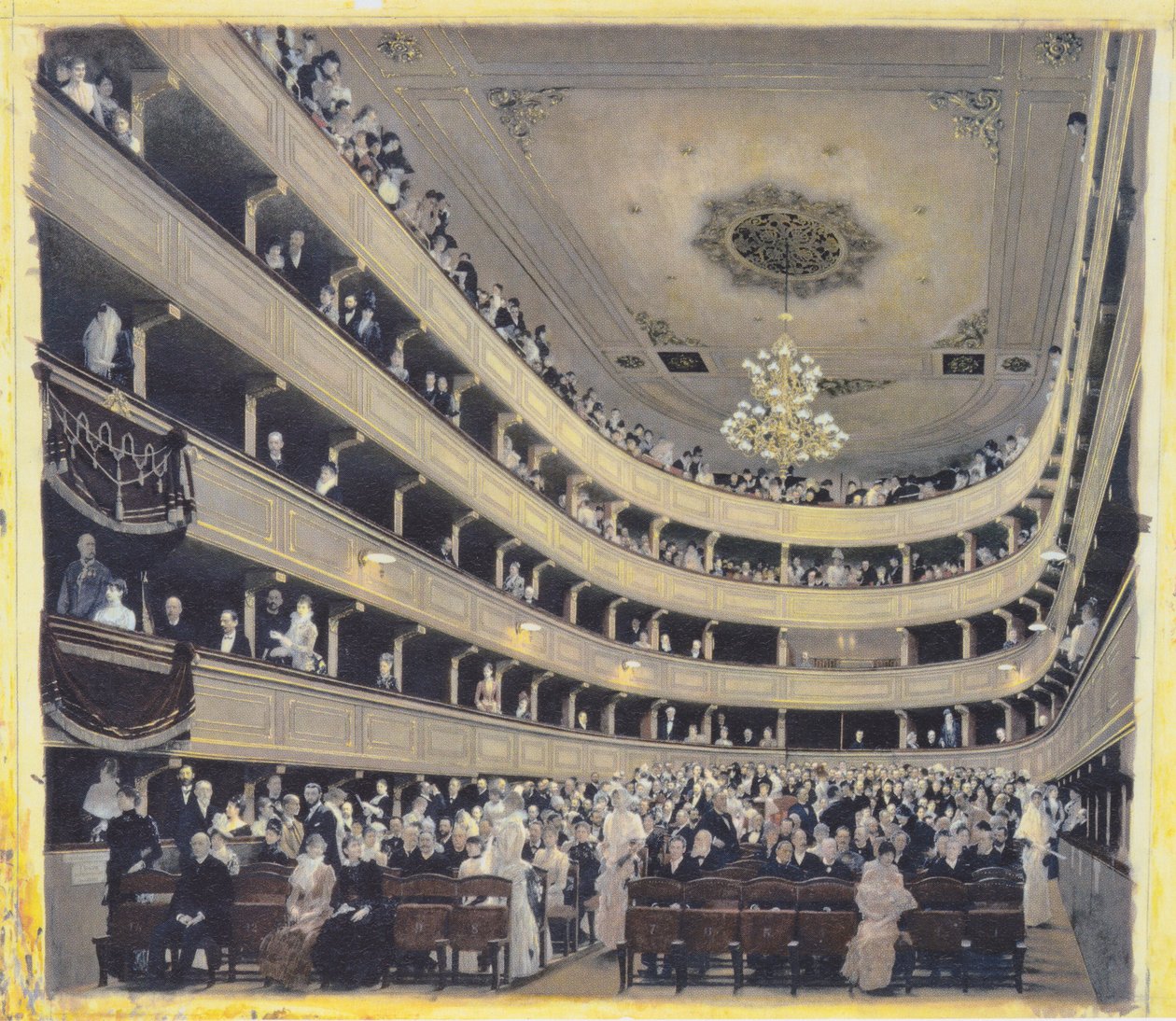 Auditorium i det gamle Burgtheater av Gustav Klimt