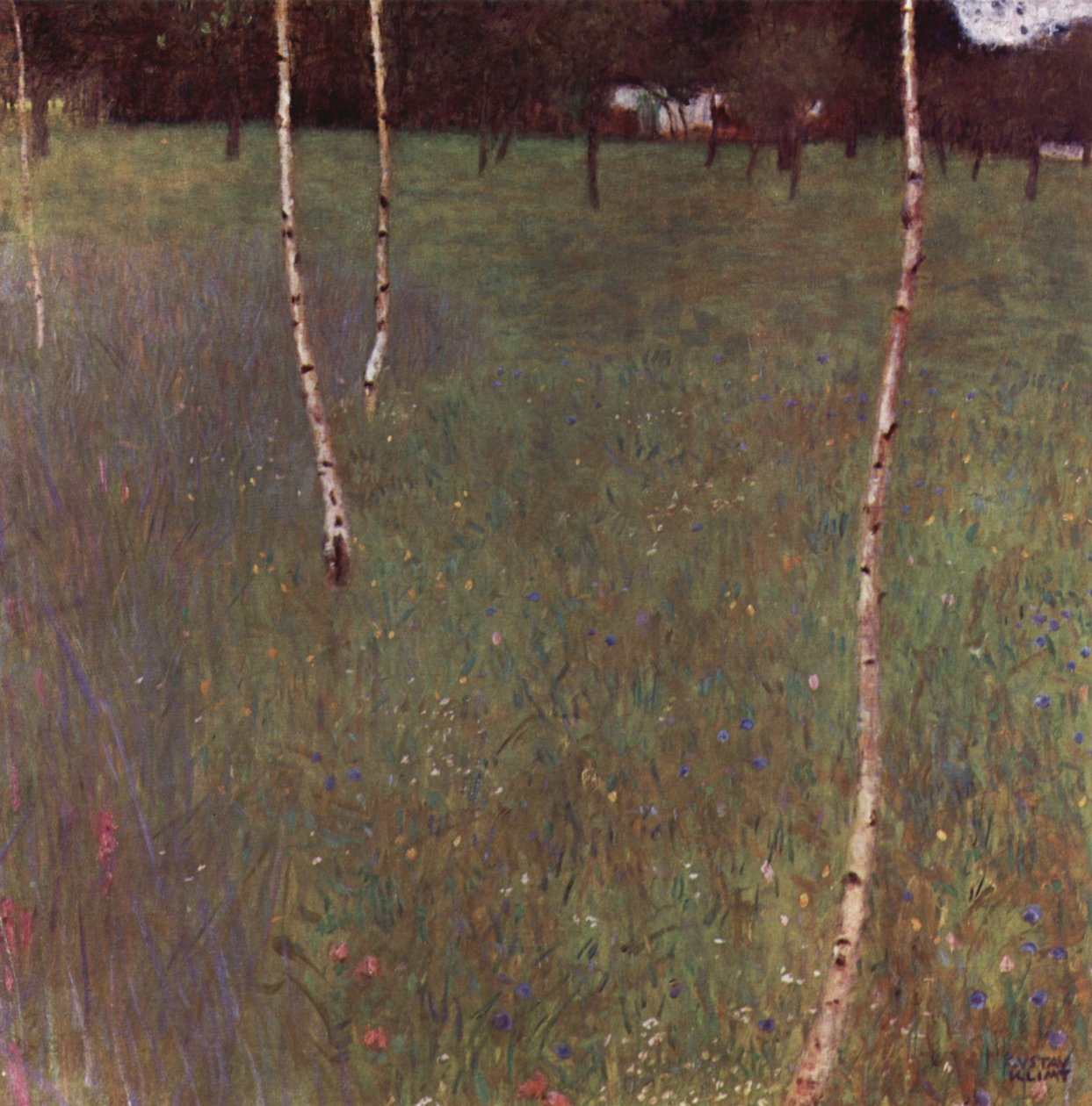 Våningshus med bjørketrær av Gustav Klimt