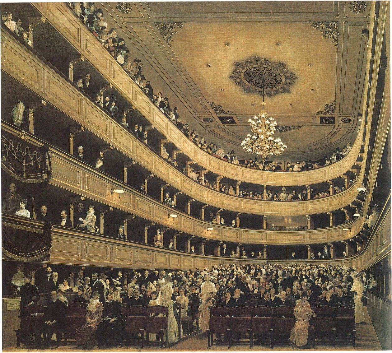 Auditorium i Old Burgtheater i Wien av Gustav Klimt