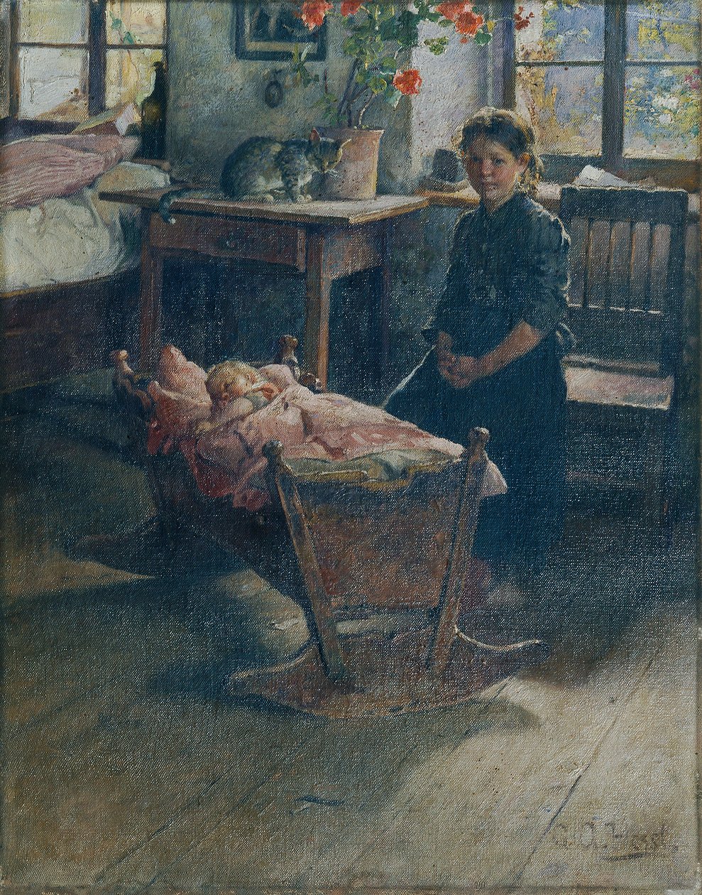 ved vuggen av Gustav Adolf Hessl