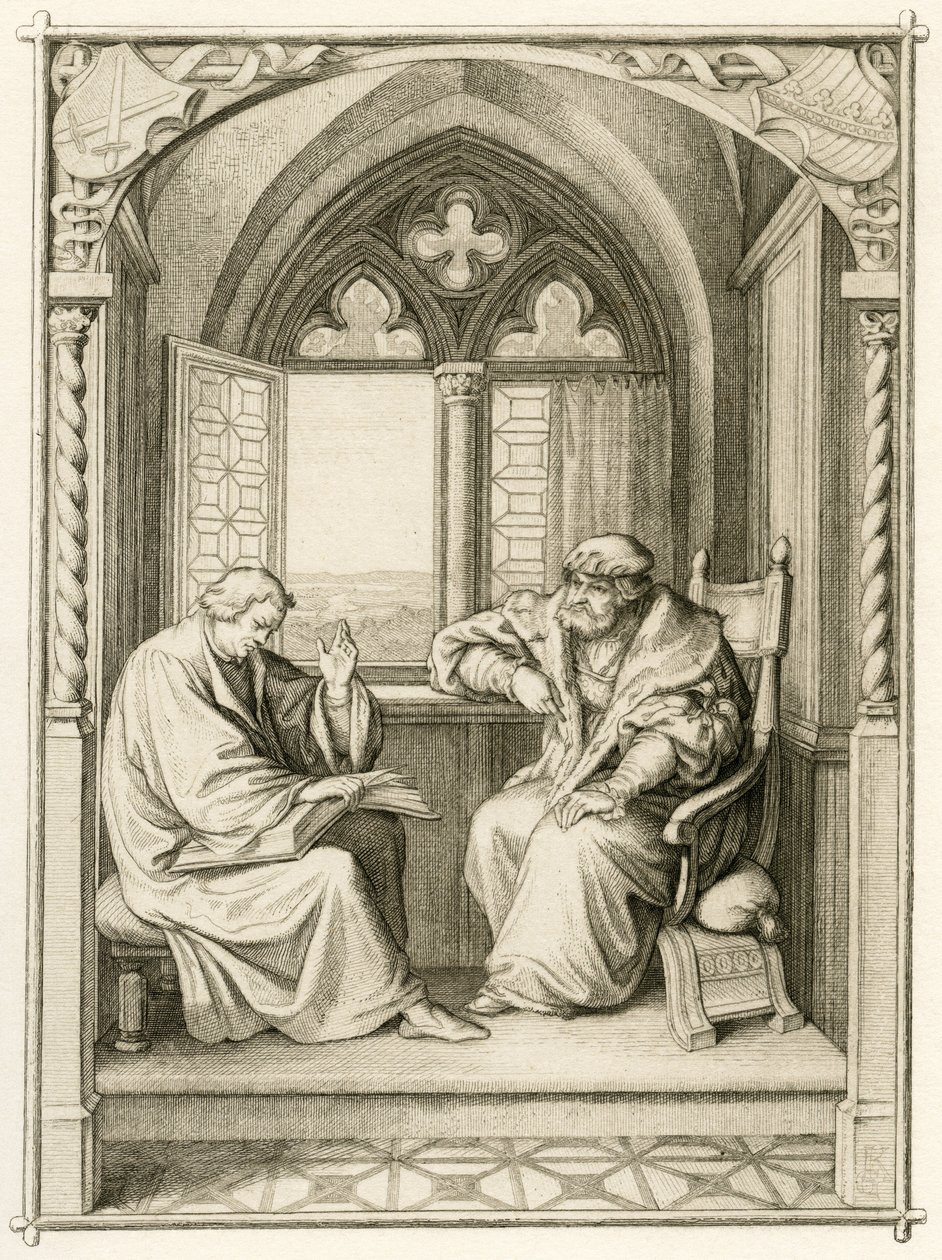 Luther leser for kurfyrsten Johann dem Bestaendigen (Jean I de Saxe av Gustav Ferdinand Leopold Konig
