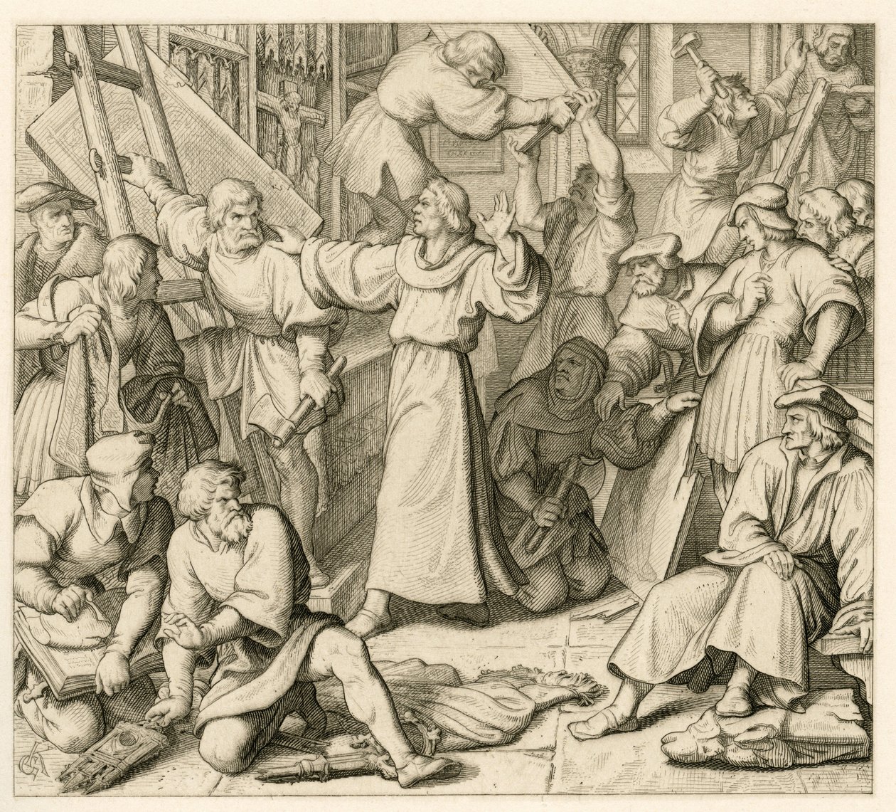 Martin Luther mot ikonoklasmen av Gustav Ferdinand Leopold Konig