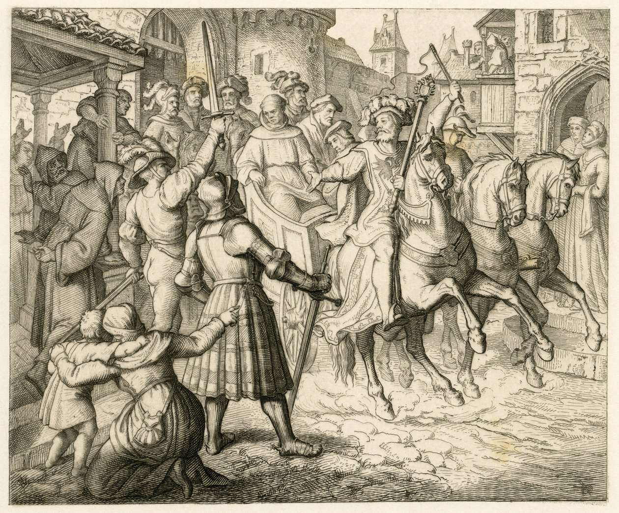 Mottakelsen av Martin Luther i Worms av Gustav Ferdinand Leopold Konig
