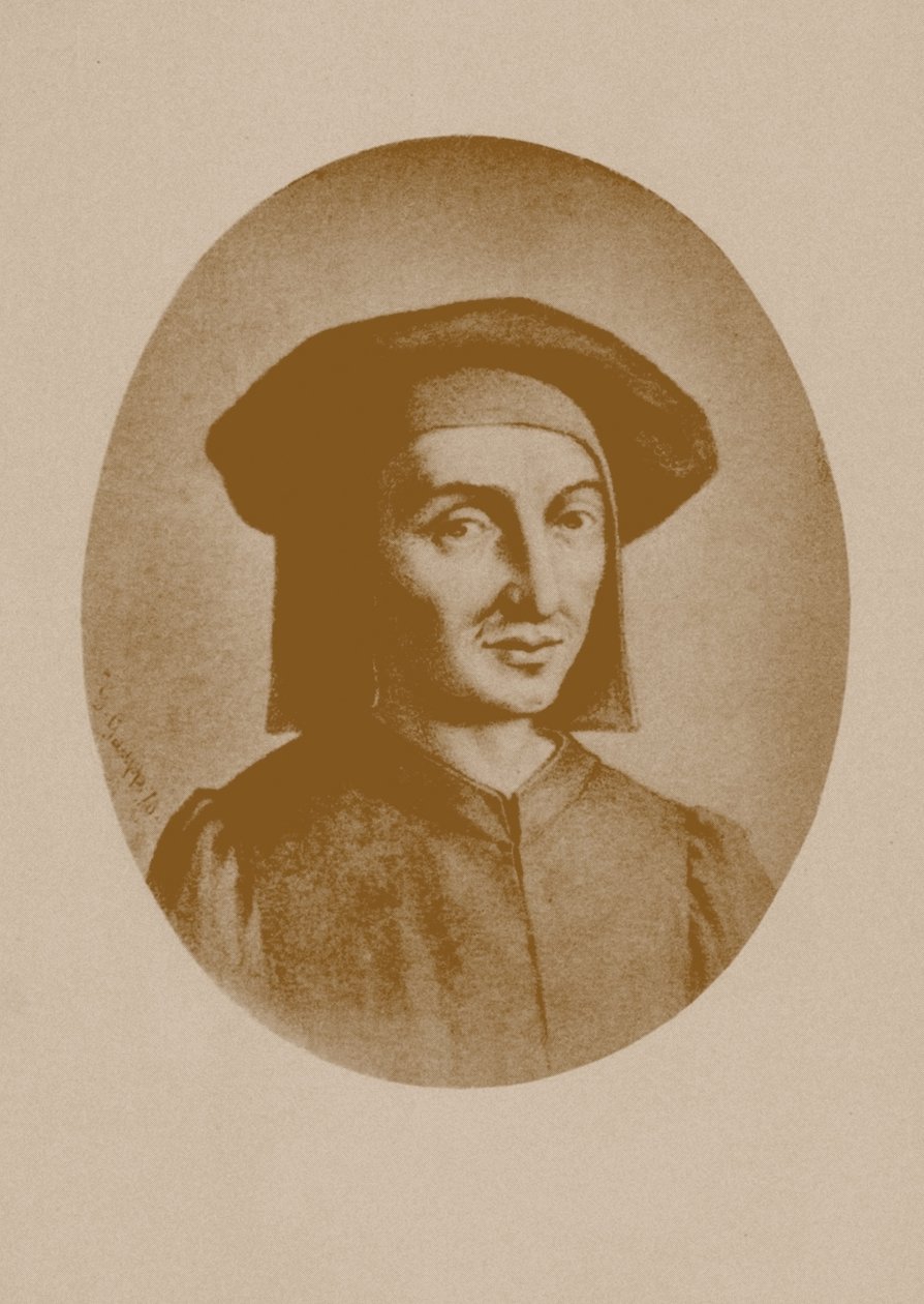 Portrett av komponisten Josquin des Prez, 1870. av Gustav Gaupp