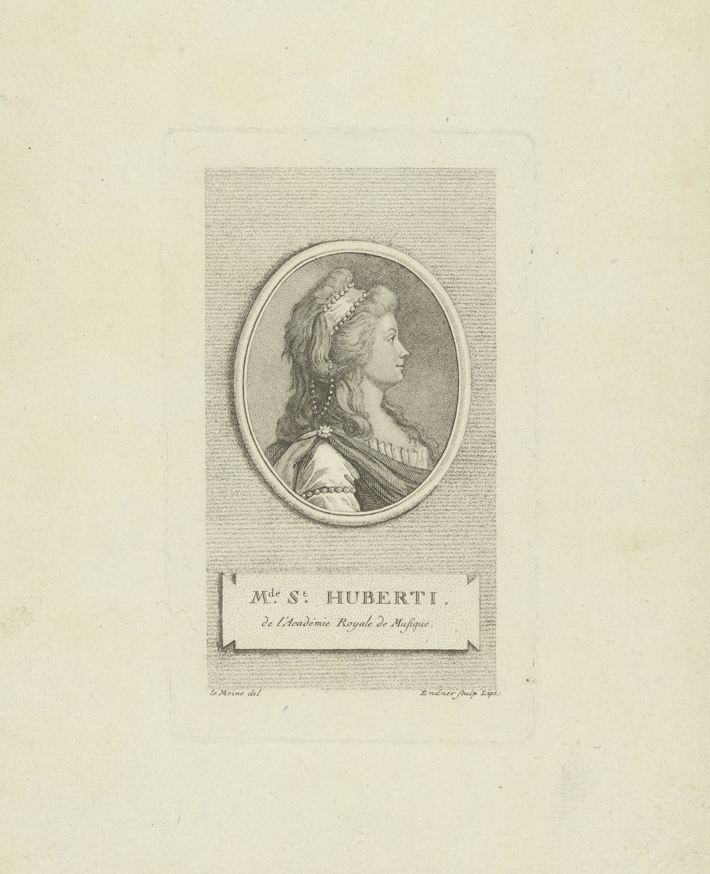 Portrett av operasangerinnen Antoinette Saint-Huberty 1756-1812, ca. 1790. av Gustav Georg Endner