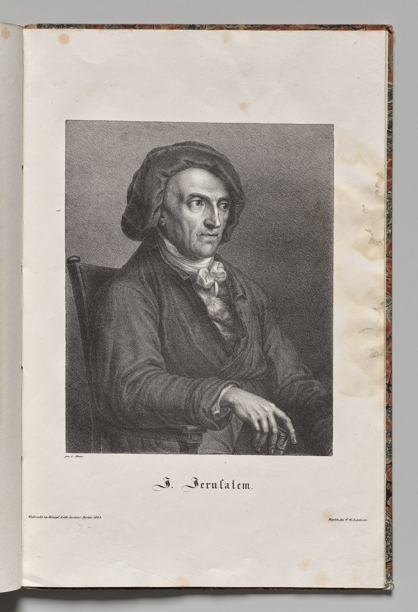 Tysklands berømte forfattere: Portrett av Johann Friedrich Wilhelm Jerusalem av Gustav Karl Friedrich Luderitz