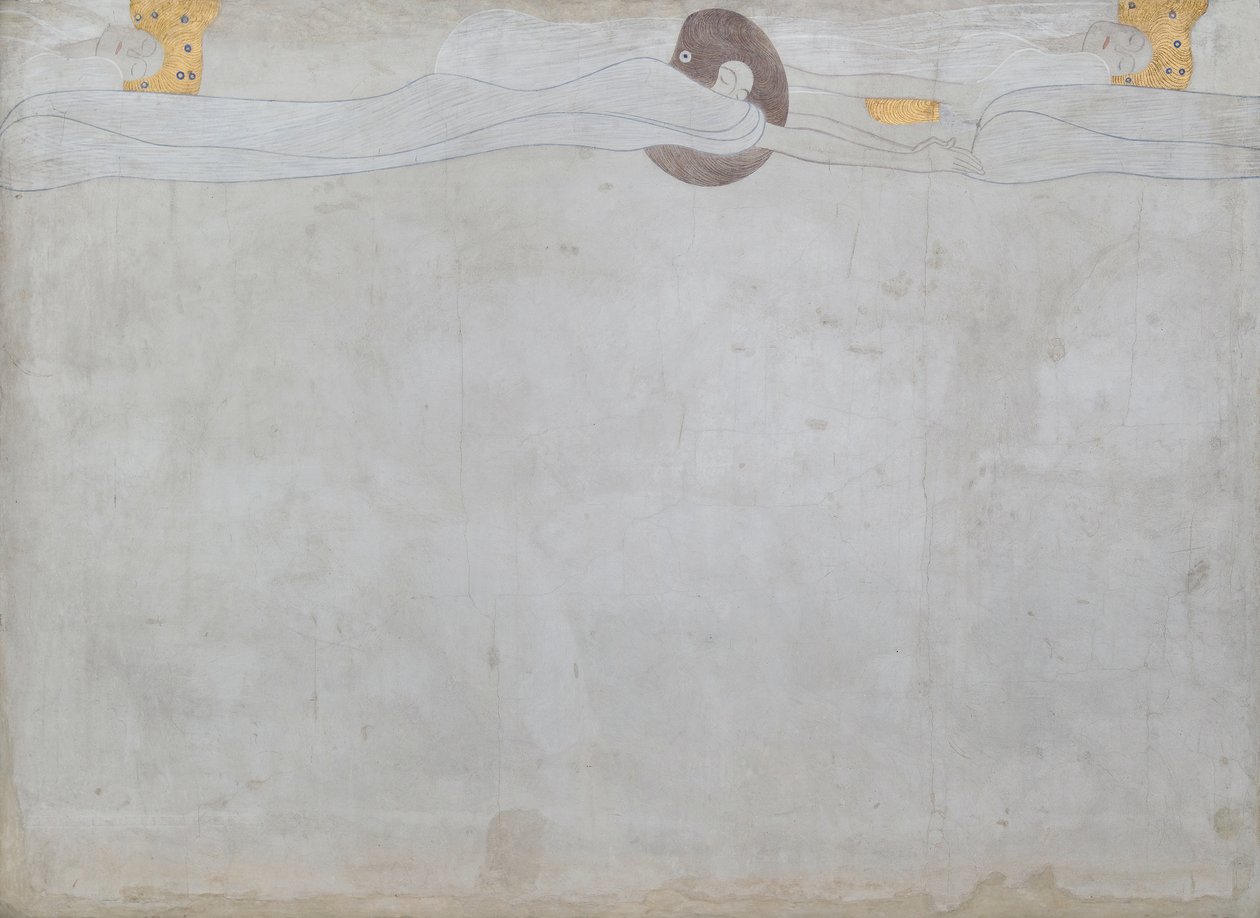 Beethoven Frise: Lengselen etter lykke - panel 1, venstre langvegg av Gustav Klimt