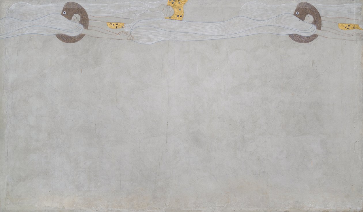 Beethoven Frise: Lengselen etter lykke - Plate 4, venstre langvegg av Gustav Klimt