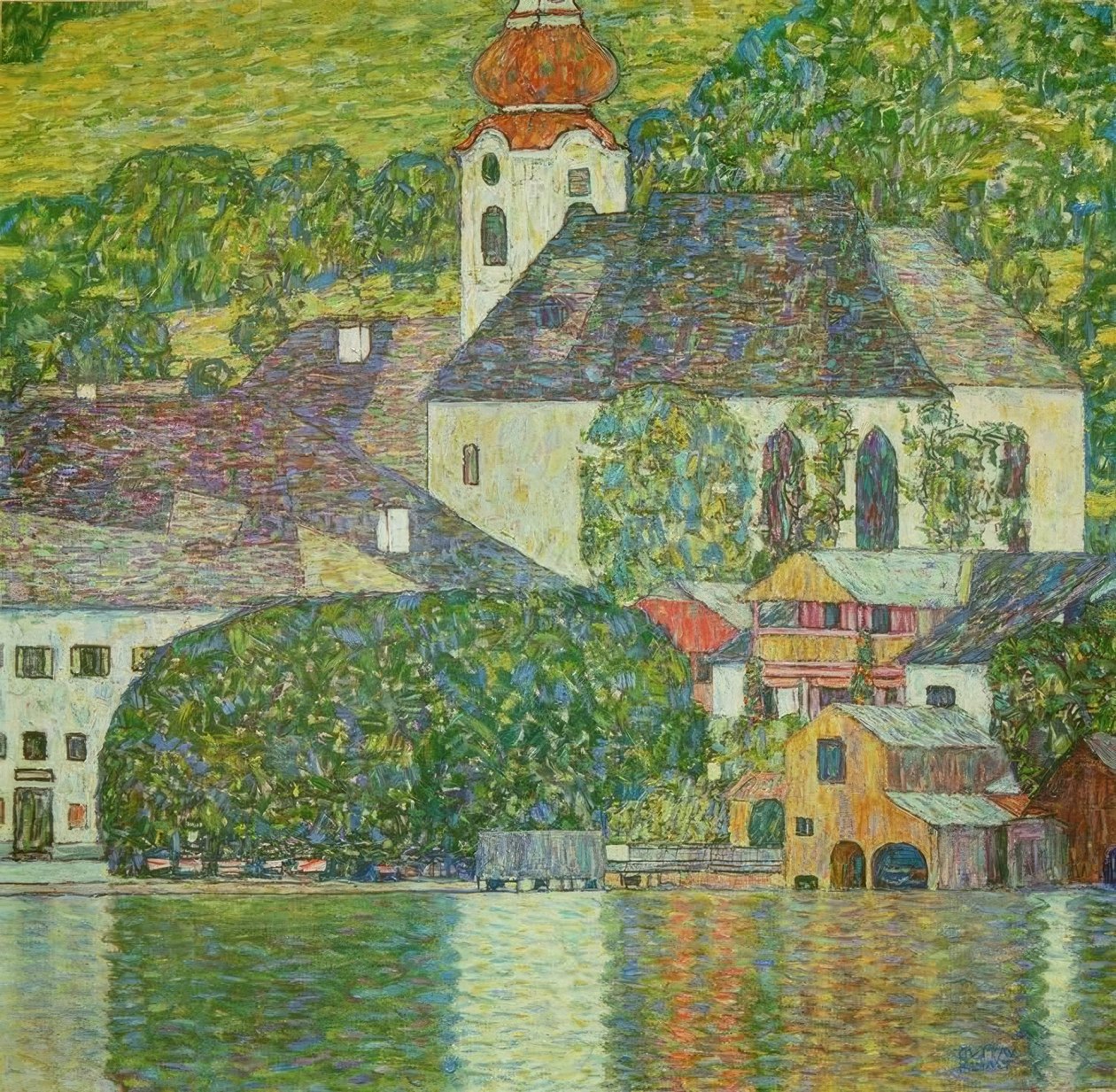 Kirke i Unterach ved Attersee-sjøen av Gustav Klimt