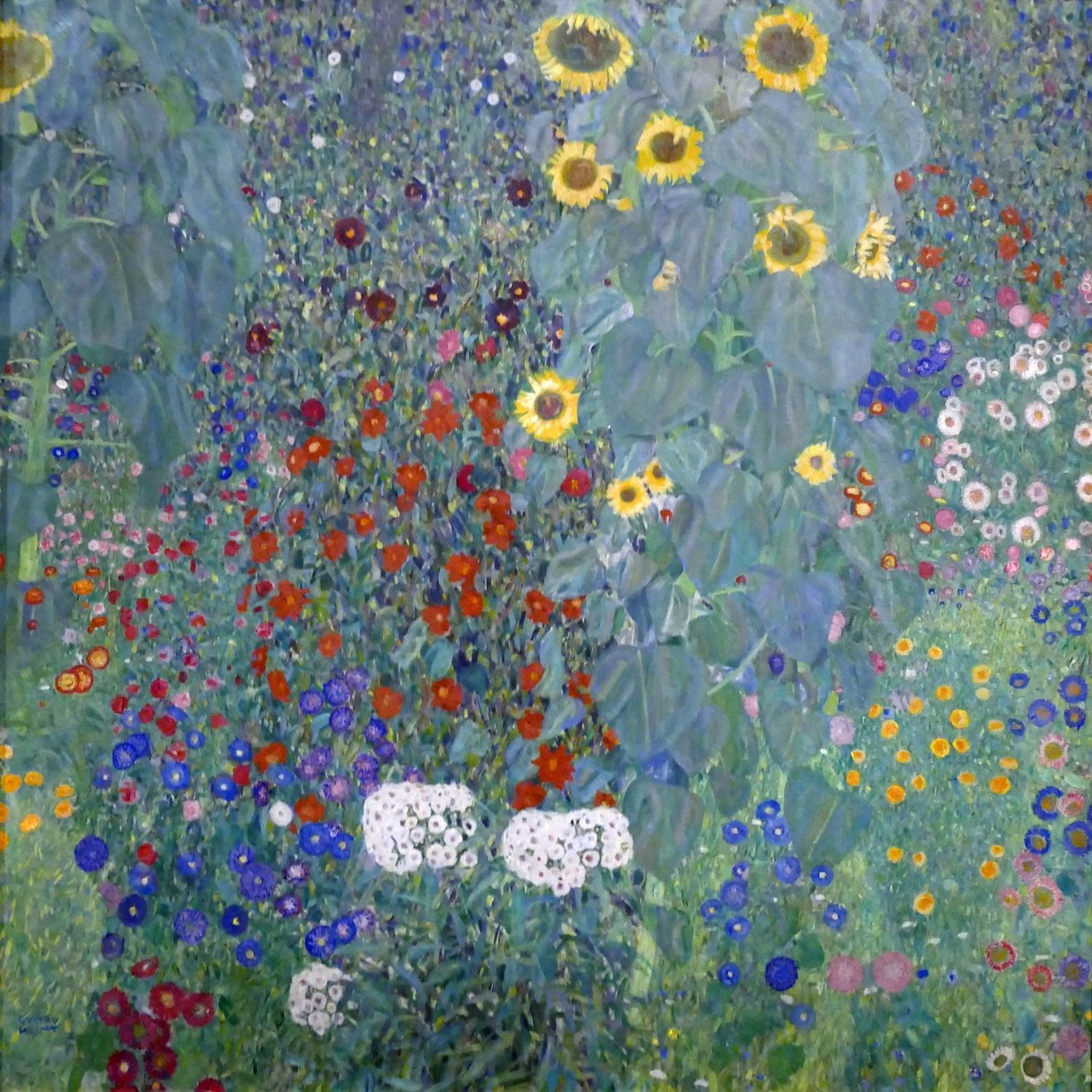 Hyttehage med solblomster av Gustav Klimt