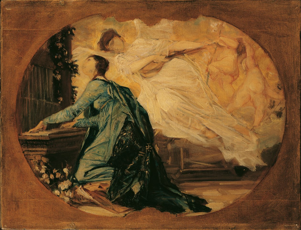 Utkast til Allegory of Music (organist) av Gustav Klimt