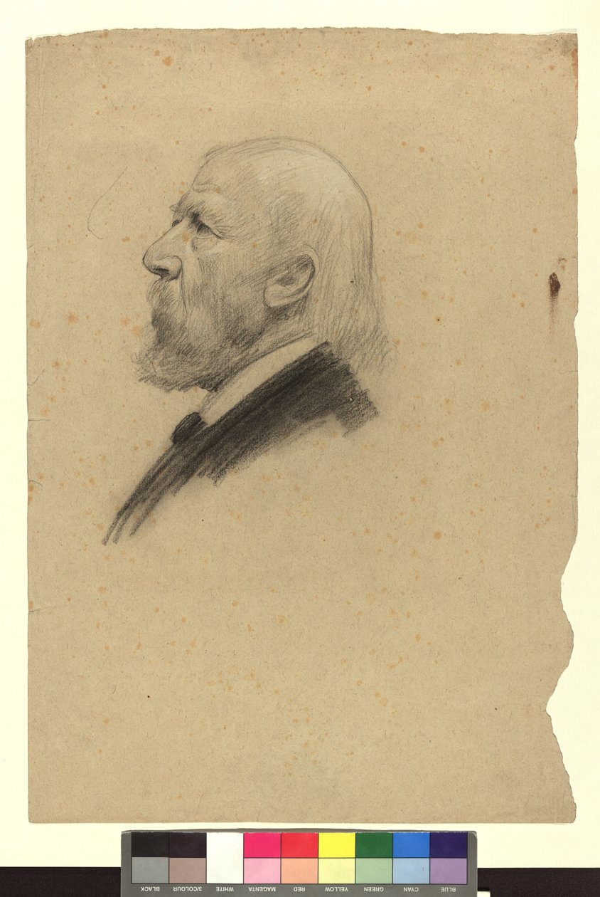 Portrettstudie av en gammel mann i venstre profil av Gustav Klimt