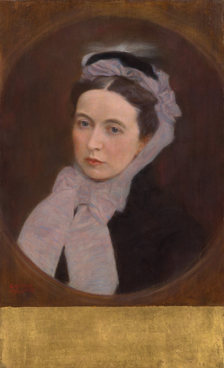 Portrett av en dame med lilla skjerf, ca. 1895 (olje på lerret) av Gustav Klimt