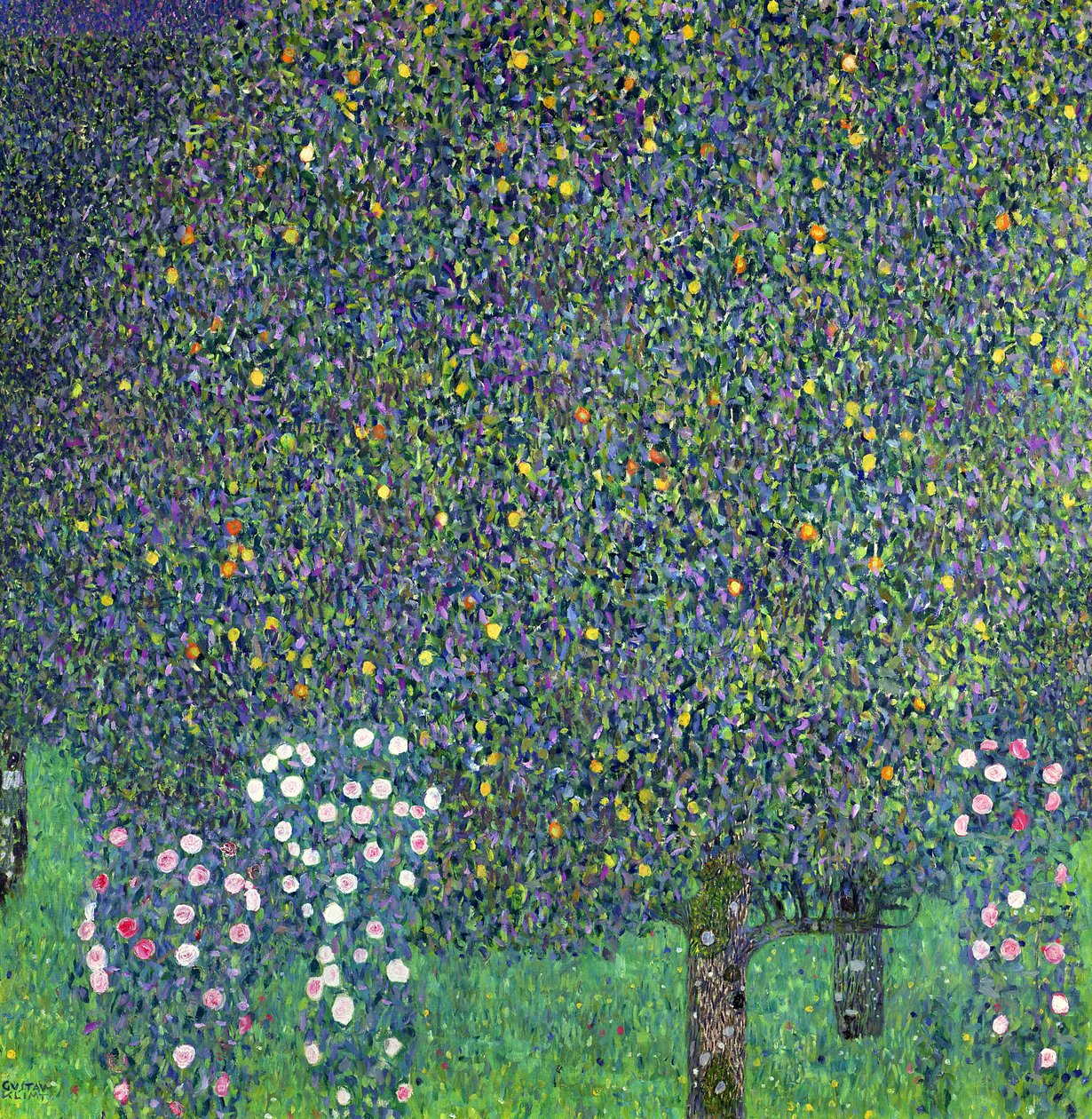 Roser under trærne, ca. 1905 av Gustav Klimt