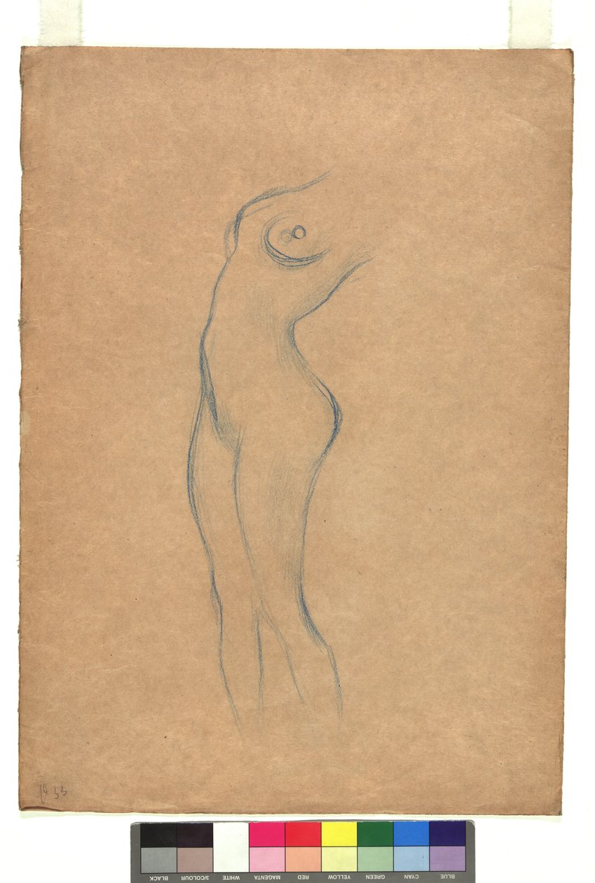 Studie zu einem stehenden weiblichen Akt nach links av Gustav Klimt