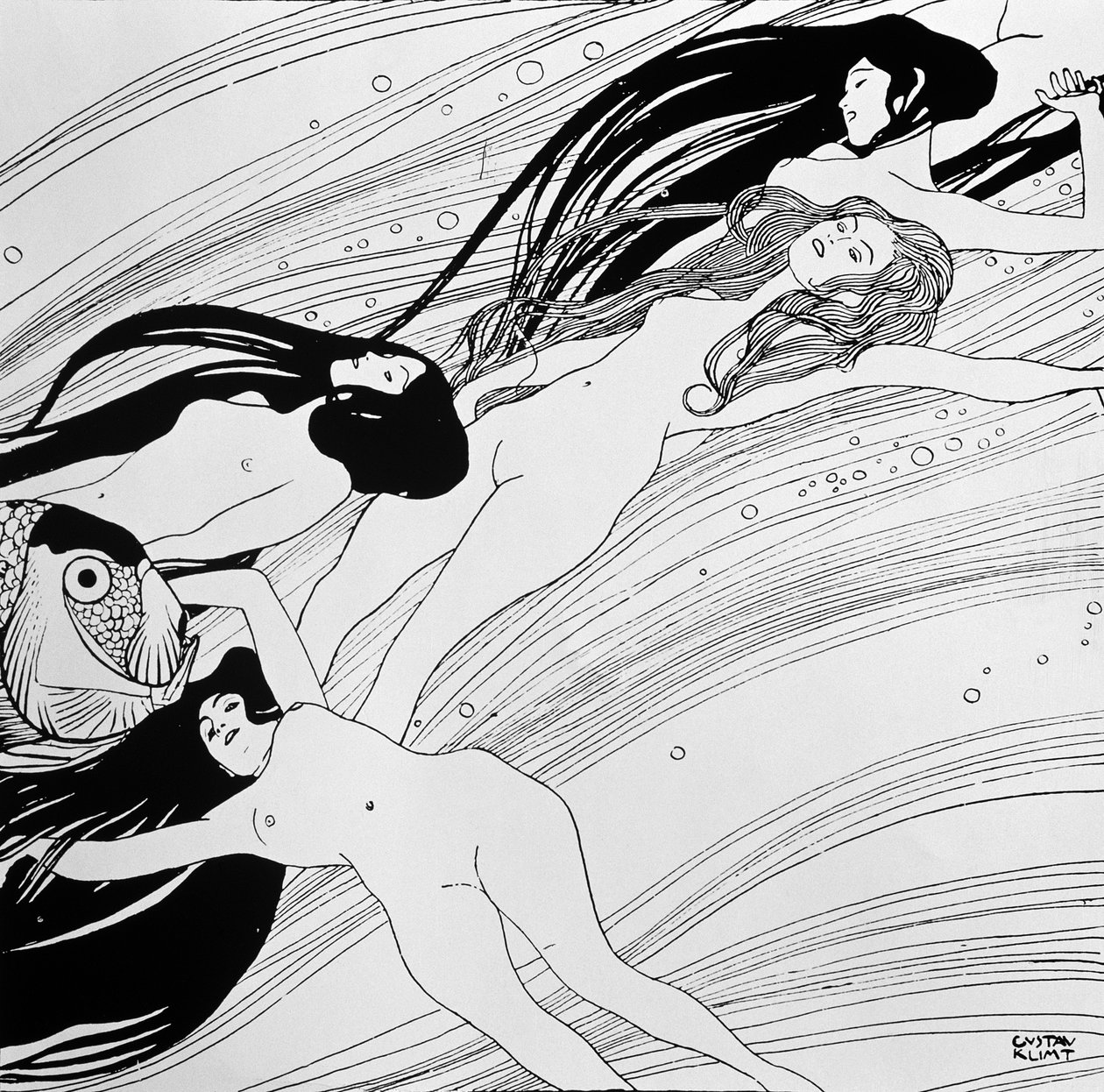 The Blood of Fish, publisert i 'Ver Sacrum' magazine, 1898 av Gustav Klimt