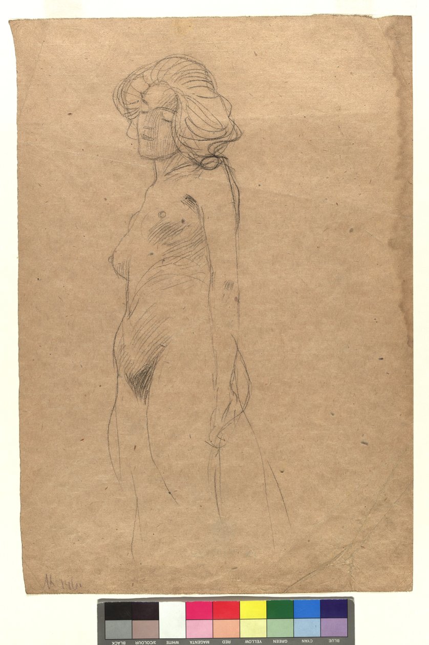 Weiblicher Akt nach links av Gustav Klimt