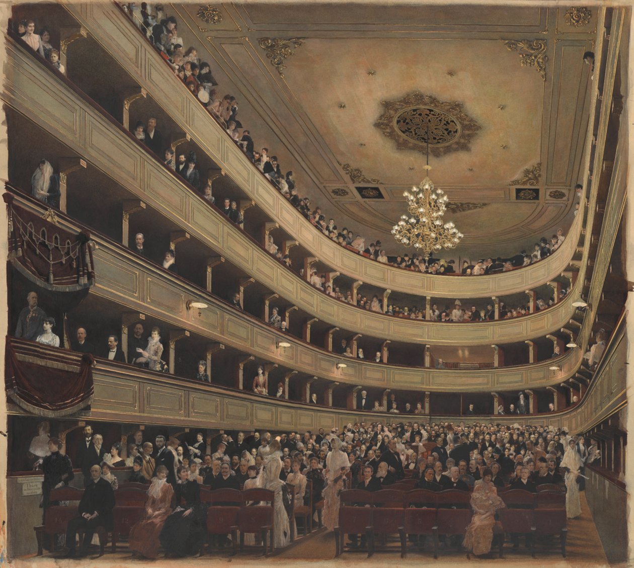 Tilskuerrommet i det gamle Burgtheater av Gustav Klimt