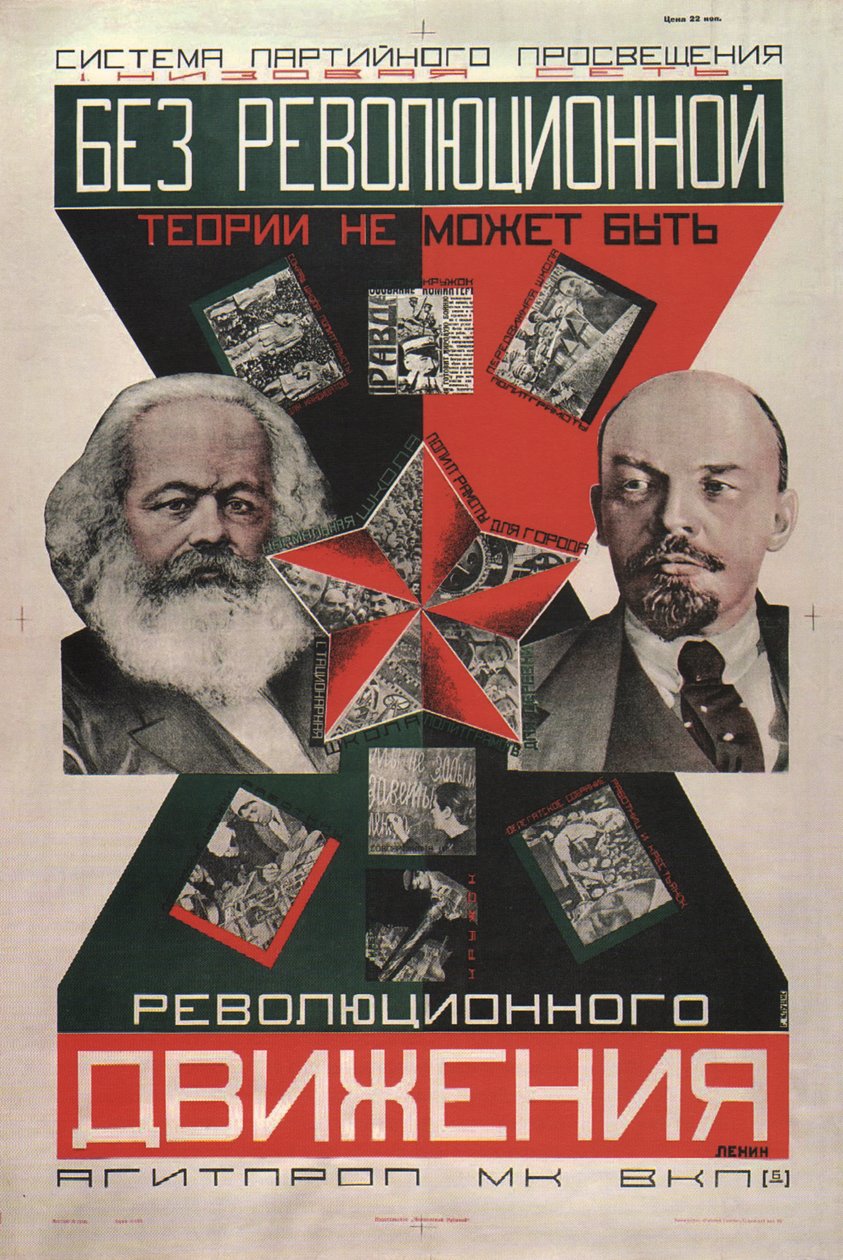 Det kan ikke være noen revolusjonær bevegelse uten en revolusjonær teori-plakat, 1927 av Gustav Klutsis