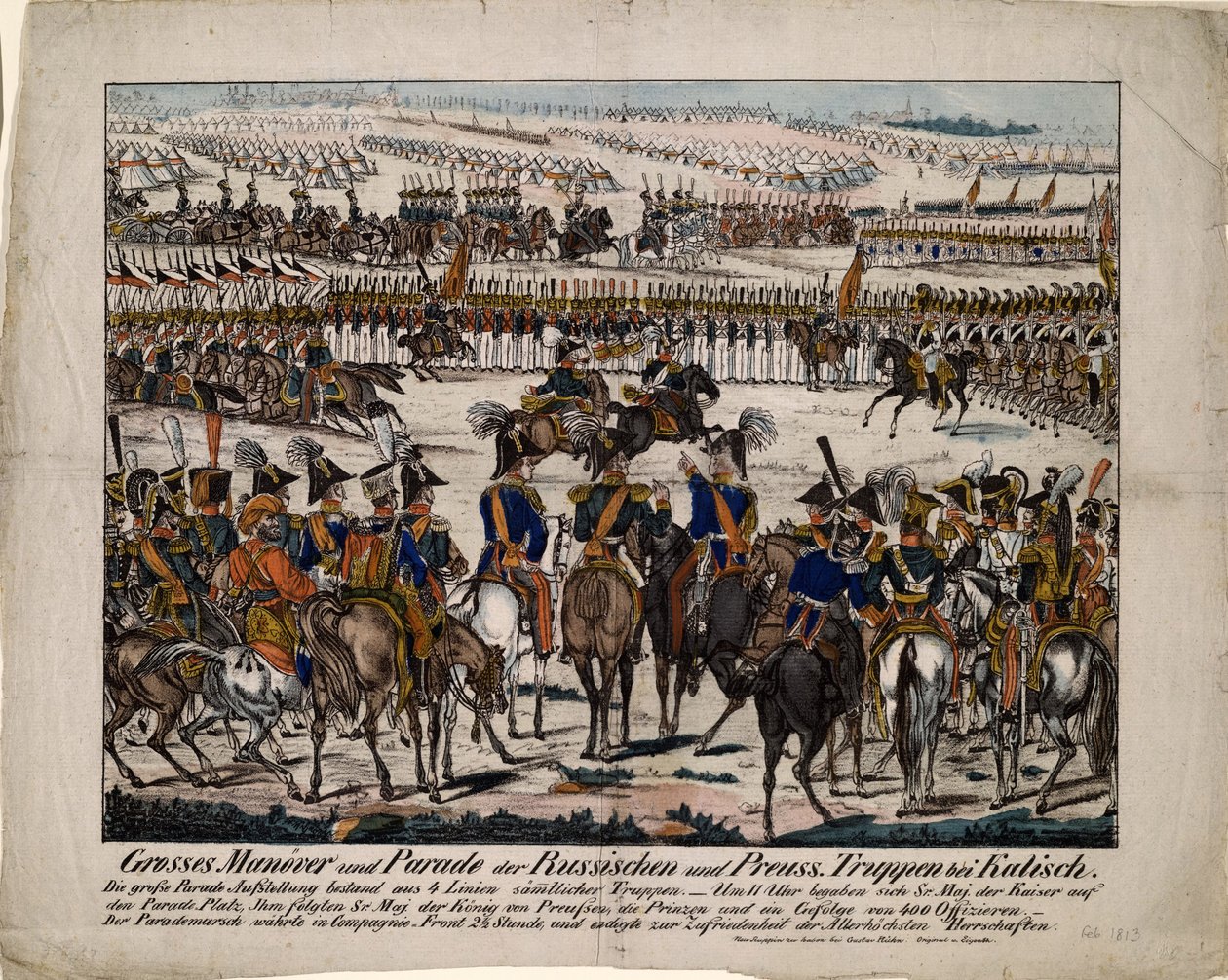 Russisk-prøyssisk parade i Kalisz 1835, ca. 1850 av Gustav Kühn