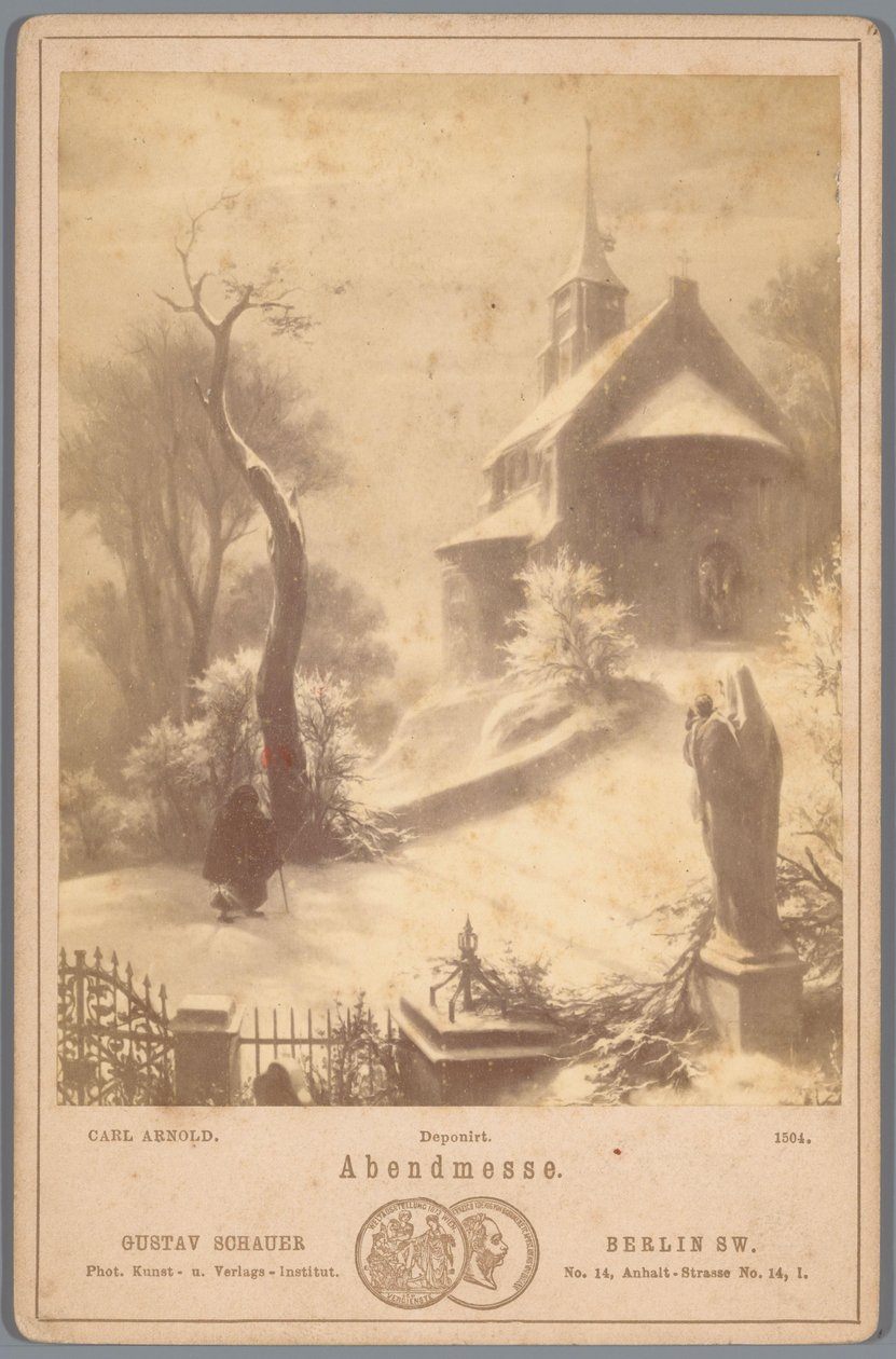 Fotoreproduksjon av maleriet Abendmesse av Carl Arnold Abendmesse (tittel på objekt) av Gustav Schauer