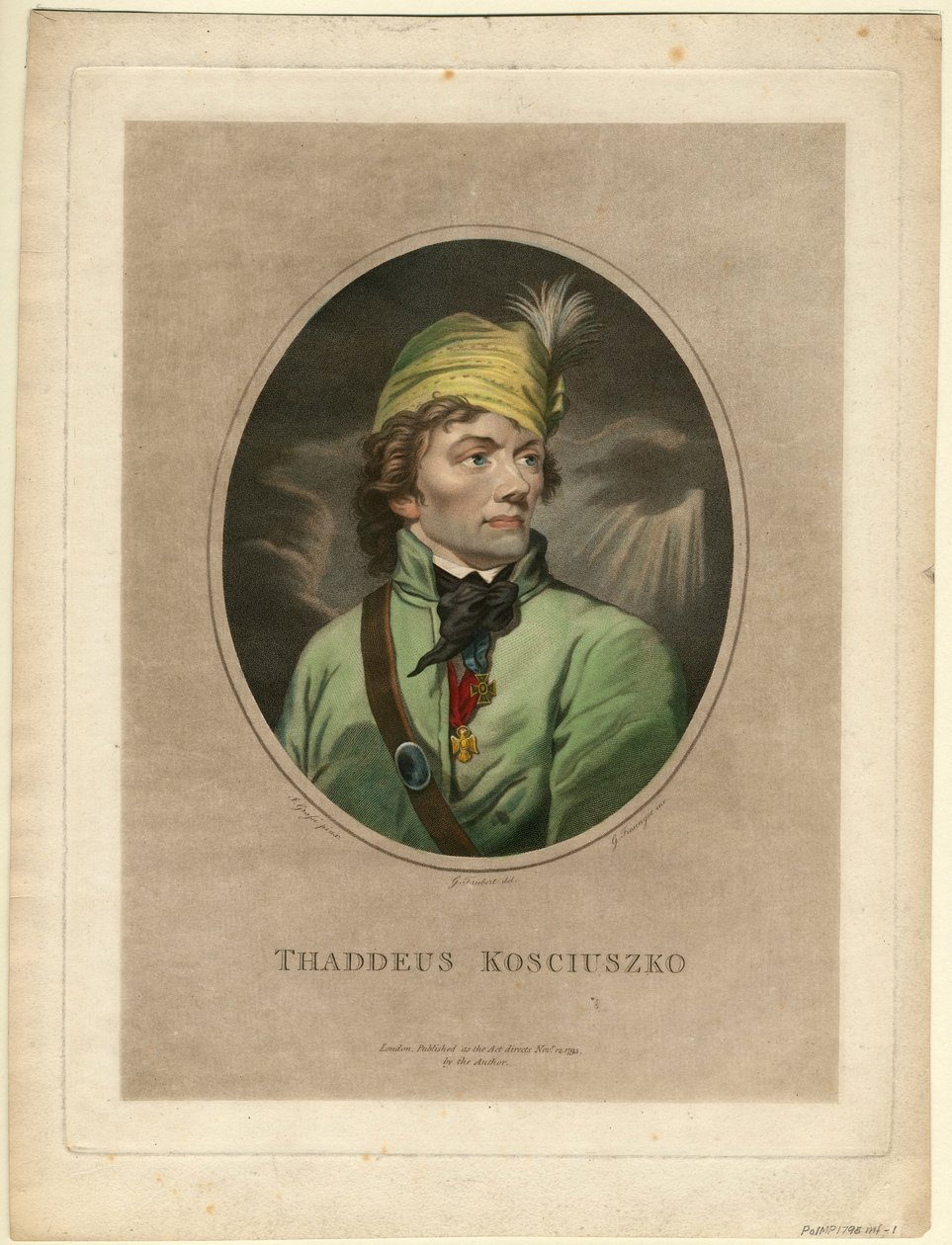 Portrett av Tadeusz Kosciuszko 1746-1817, 1795 av Gustav Taubert